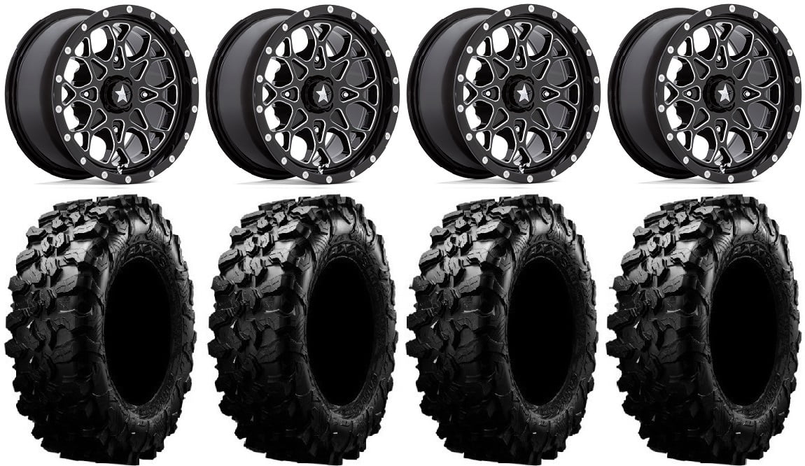 MSA Wheels Portal 15 in Milled Wheels with 29 in Maxxis Carnivore Tires (Set of 4) r1ifh