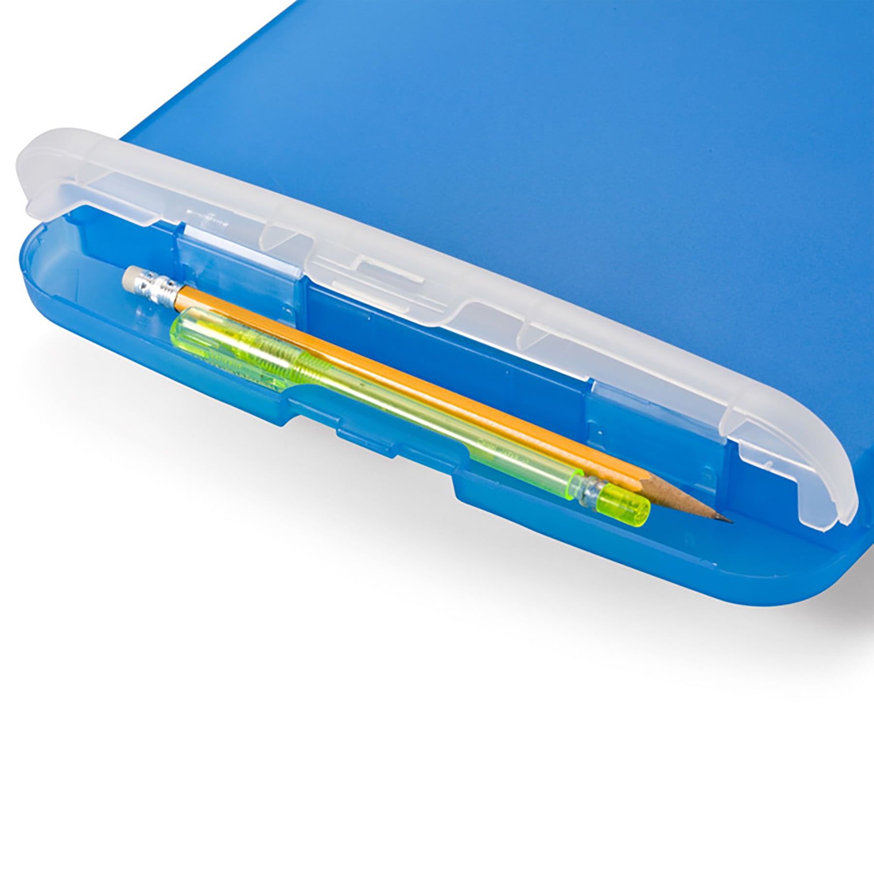 Officemate Slim Clipboard Storage Box with Low Profile Clip and Internal Compartment (Blue, 14.5 in x 10 in x 1.25 in) rx4st