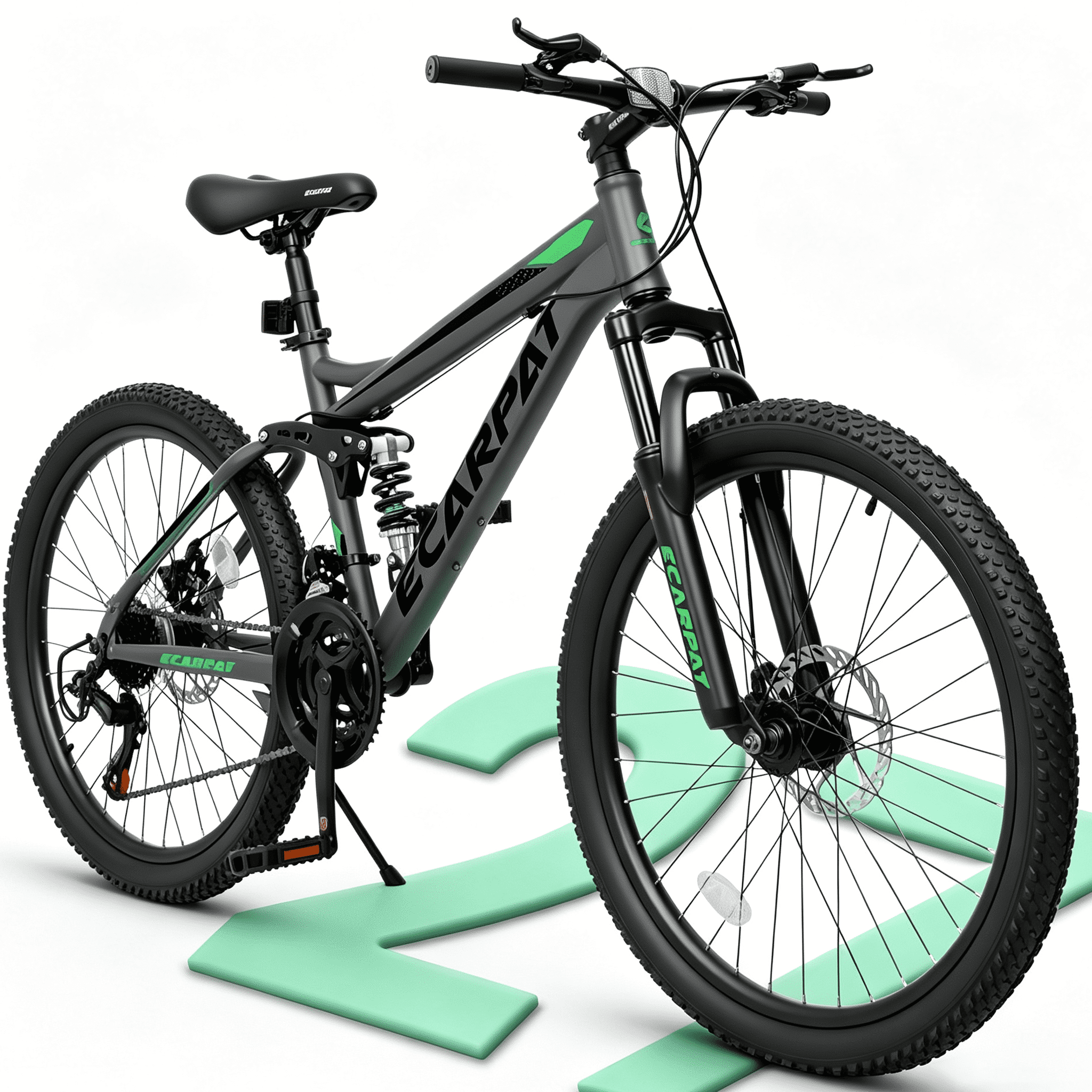 POVANLI 27 in Mountain Bike, 21-Speed Trail Commuter Bicycle (Grey, 27 in) ofq92