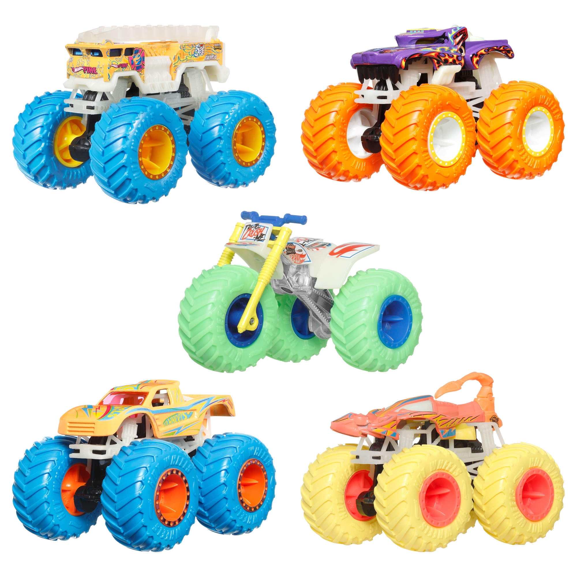Hot Wheels Monster Trucks Die-Cast Glow-in-the-Dark Toy Vehicle (1:64 Scale) 75r2h