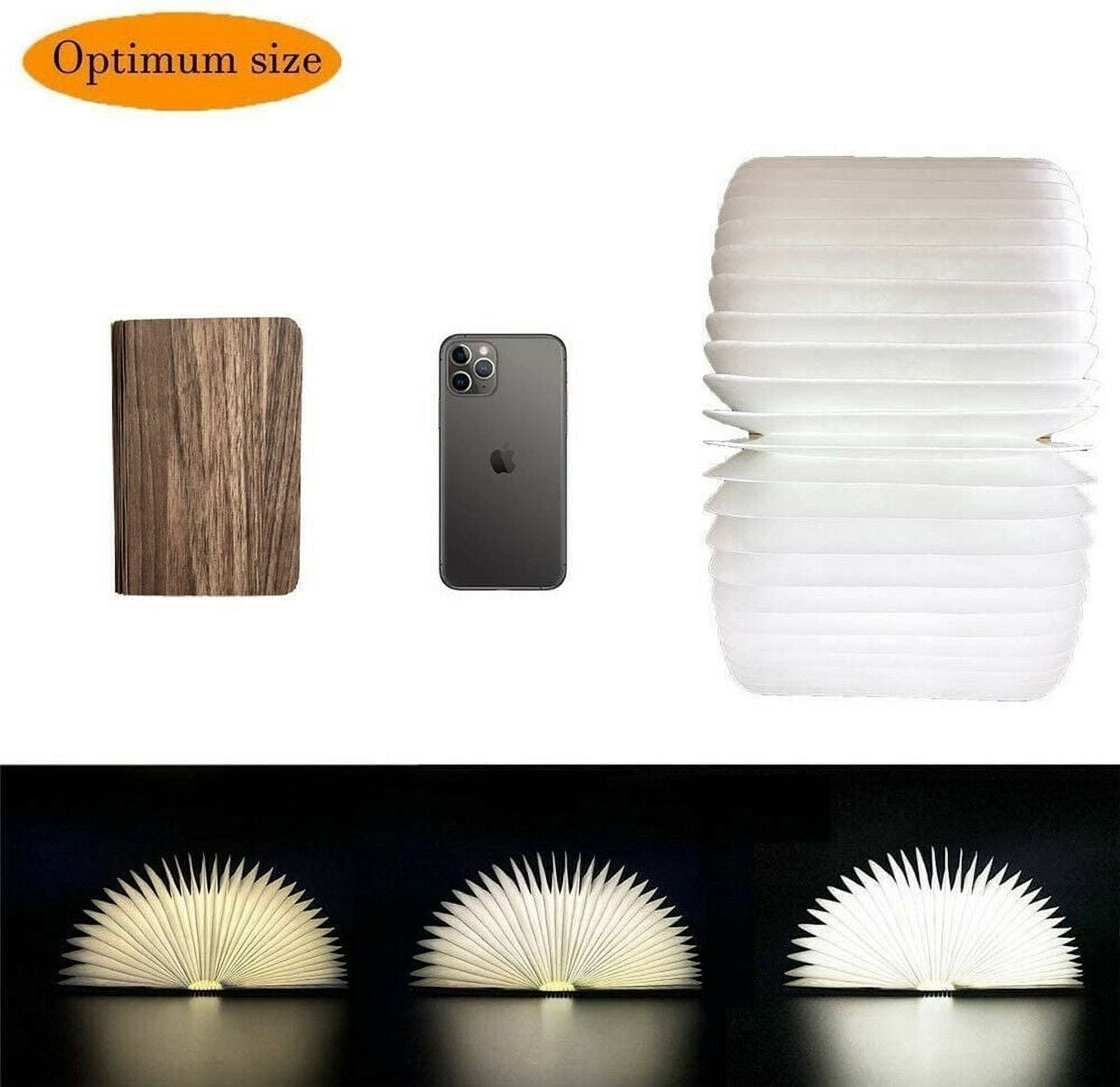Glam Hobby Wooden Book Lamp Folding Portable LED Desk Light (Brown, 8 in) 3l4wm
