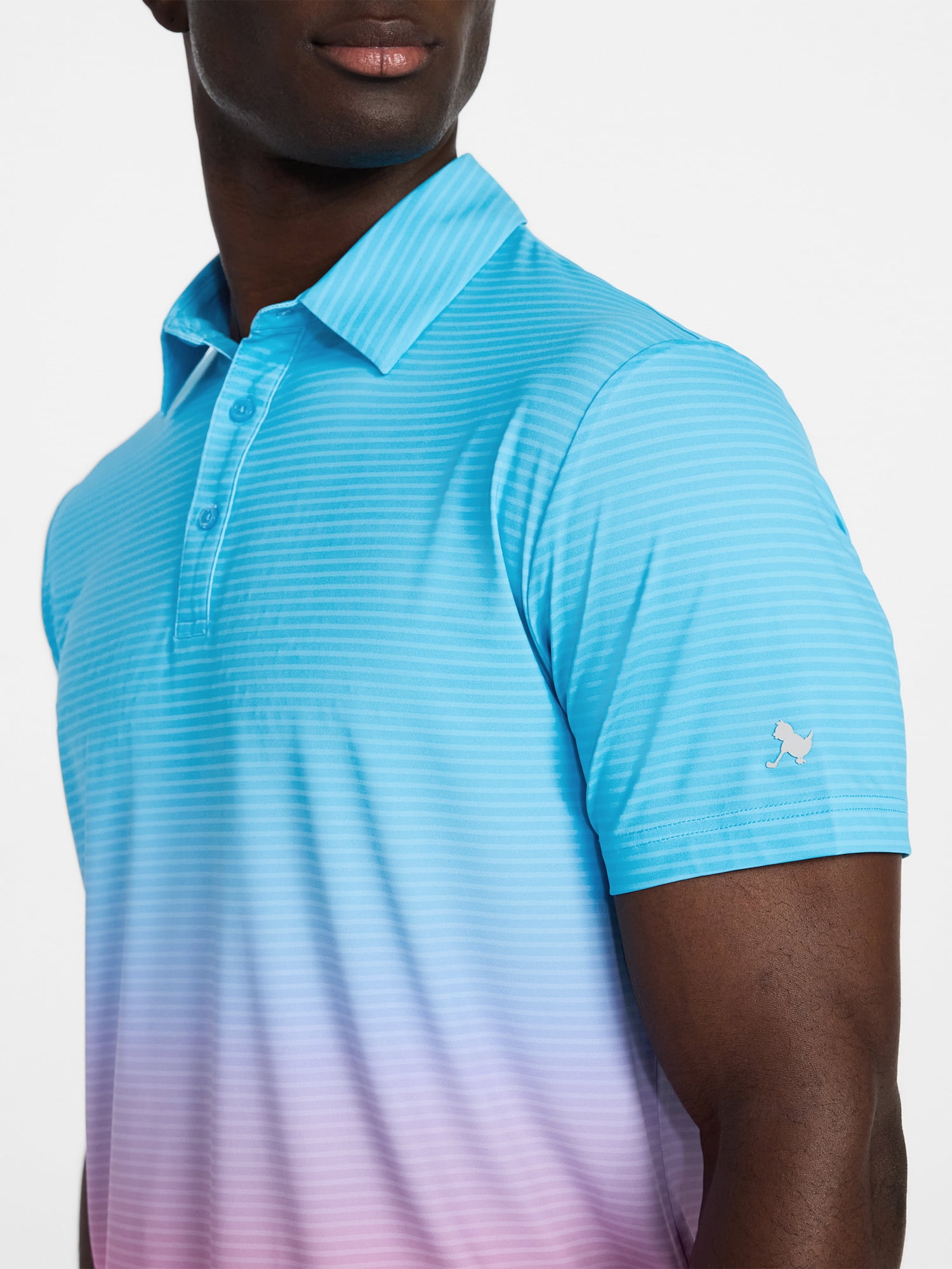 Birdie Bound Men's Ombre Stripe Golf Polo Shirt, Moisture-Wicking Performance Athletic Top (Multi-Color, XS) ela3g