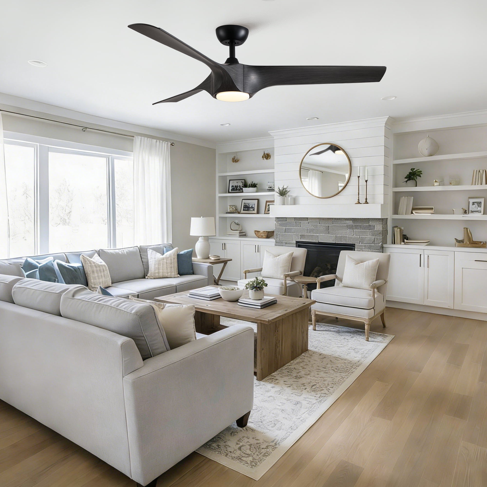 LiviNest 56 in Ceiling Fan with Dimmable LED Light and Remote Control (Matte Black, 56 in) gojb4