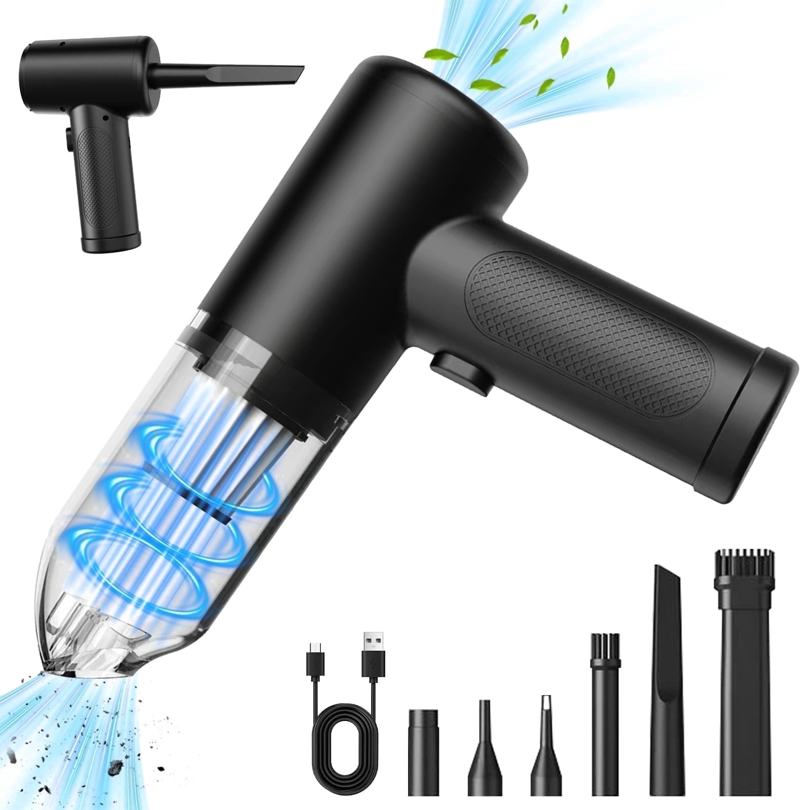 KT1 Cordless Handheld Car Vacuum and Blower 2-in-1, Portable Auto Detailing Tool with 6 Attachments (Black) avjed