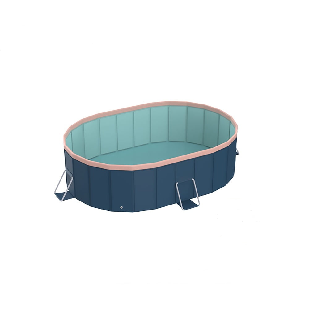 Generic Above Ground Swimming Pool, Folding Outdoor Family Pool with Aluminum Alloy Frame (Blue-Gray, 12 ft x 8 ft) lvu3r