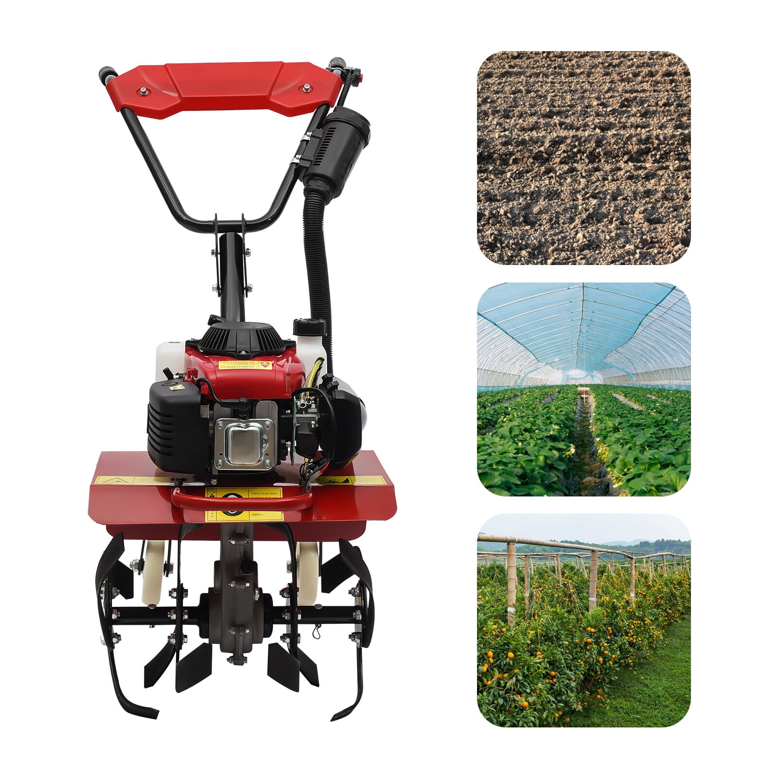 PEAKORA 63cc 4-Stroke Gas Powered Mini Tiller Cultivator (Black, 13.78 in Width) vqst9