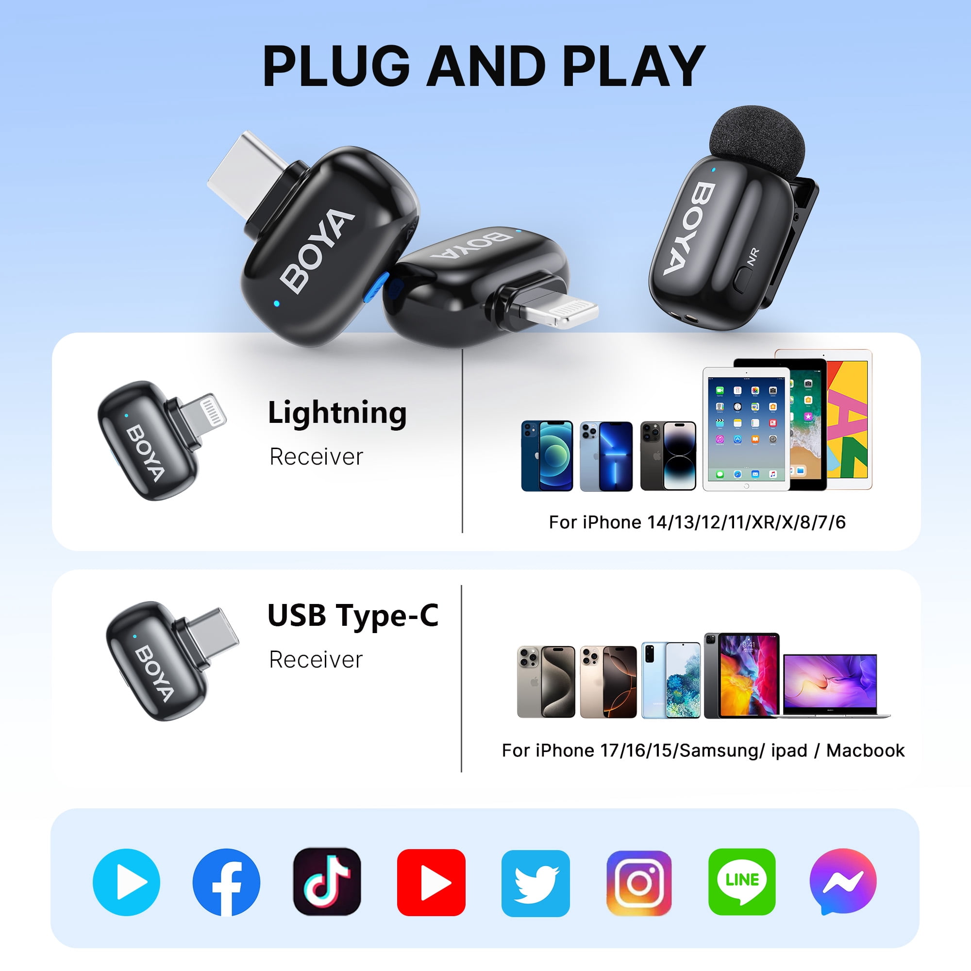 BOYA Mini 2 Wireless Lavalier Microphone System with Charging Case (Black, 328 ft Range) 4ezva