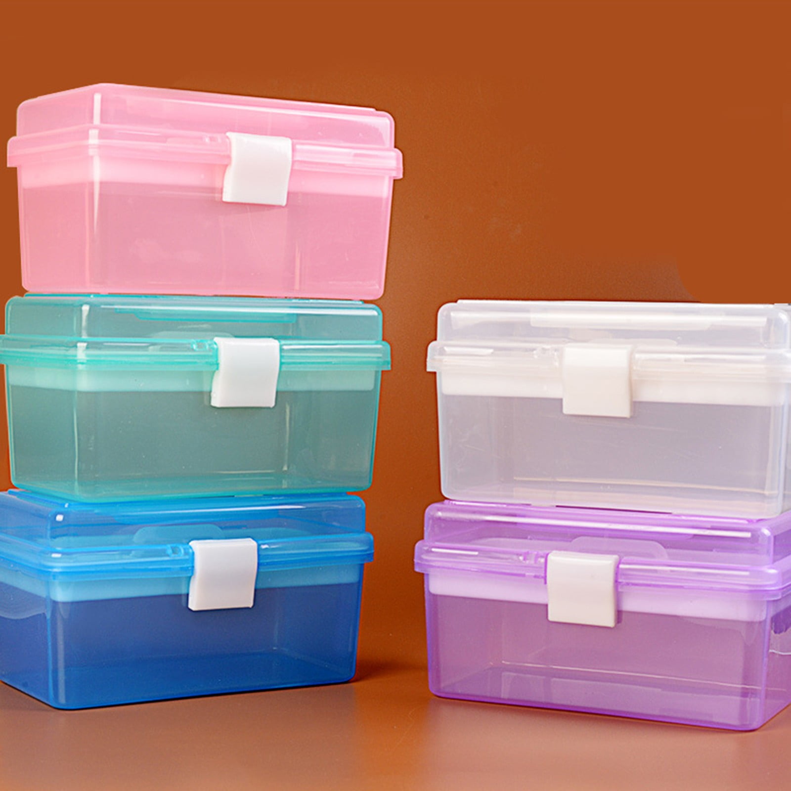 YDYB Multipurpose Plastic Storage Organizer with Removable Tray and Handle (Clear and Green, 7.1 in x 3.5 in x 4.1 in) 52shm