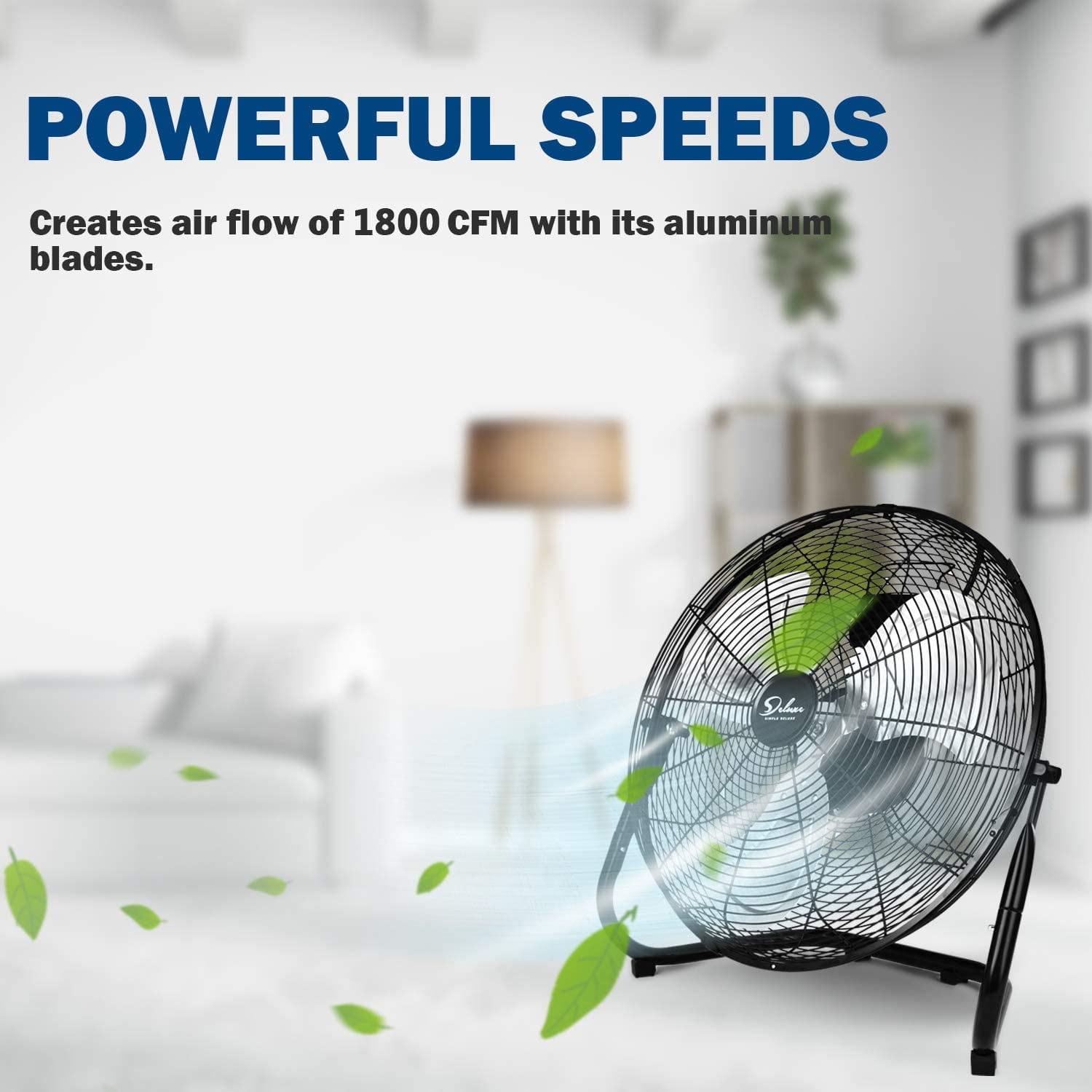 Simple Deluxe 12 in High Velocity Floor Fan, 3-Speed Heavy Duty Metal Air Circulator for Home and Workshop (Black, 12 in) y98by