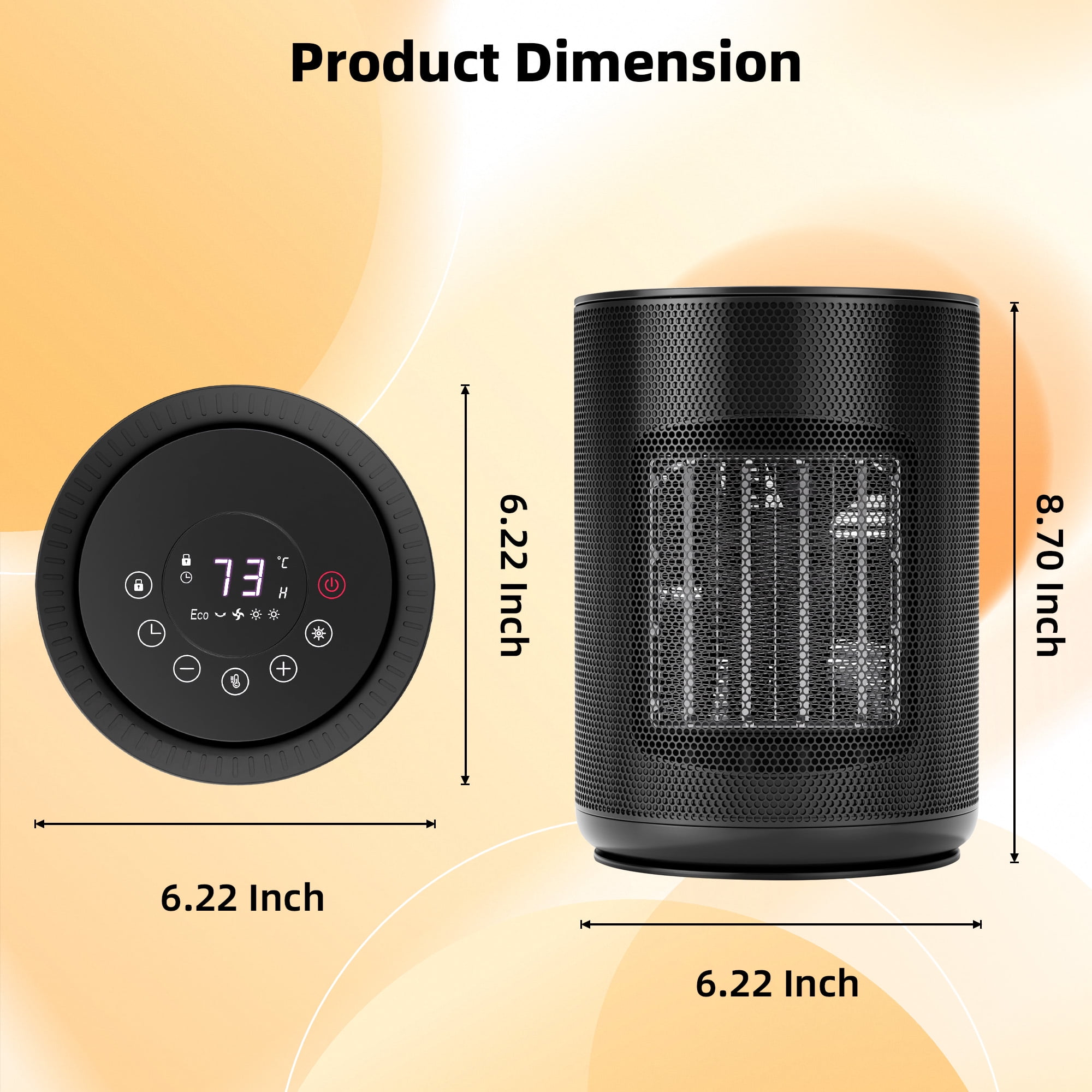 KissAir 1500W PTC Ceramic Space Heater with Remote Control and LED Display (Black, 1500W) kyq91