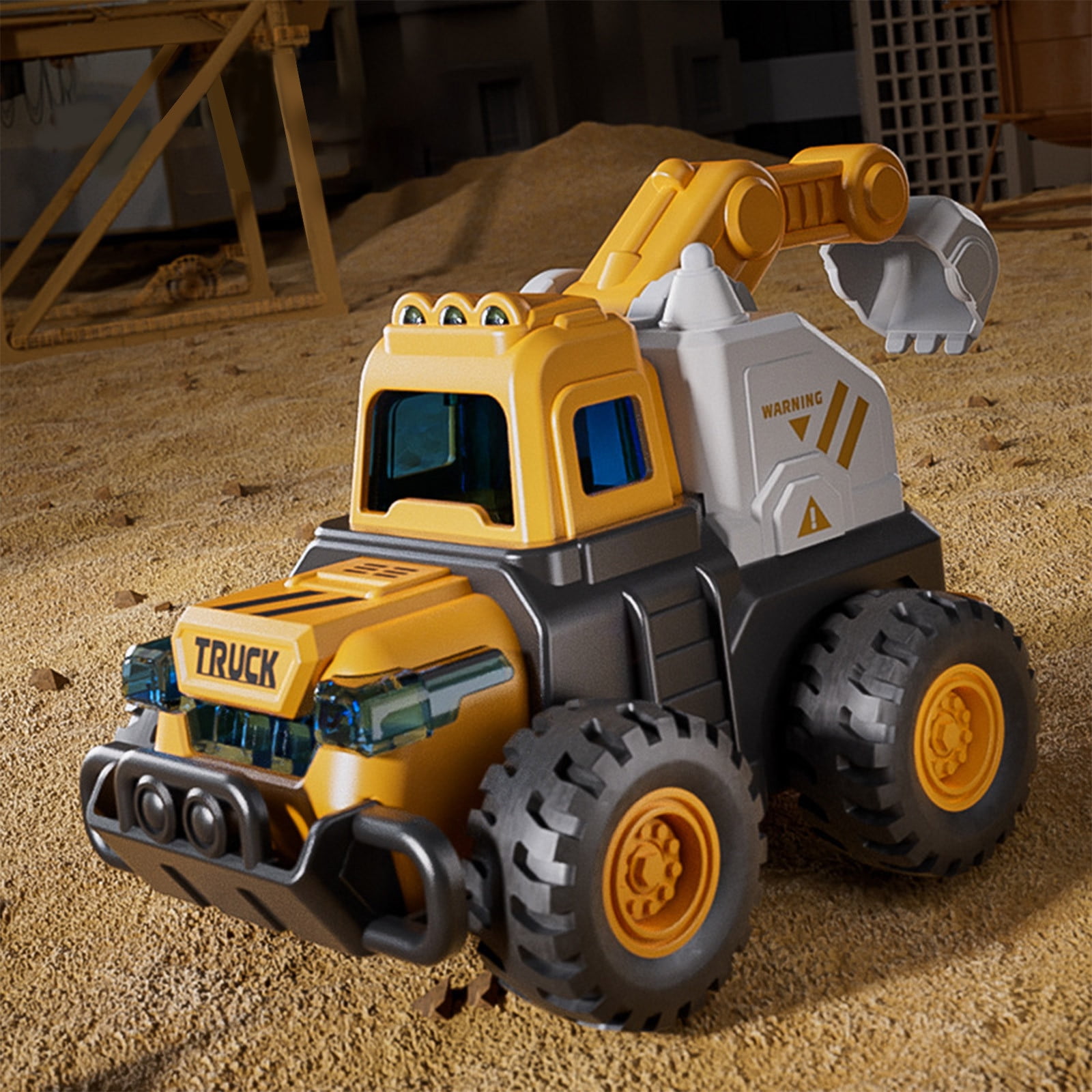 QTOCIO Inertia Excavator Toy Engineering Vehicle Simulation Press-and-Go Construction Truck (Yellow, 6 in) lifz9