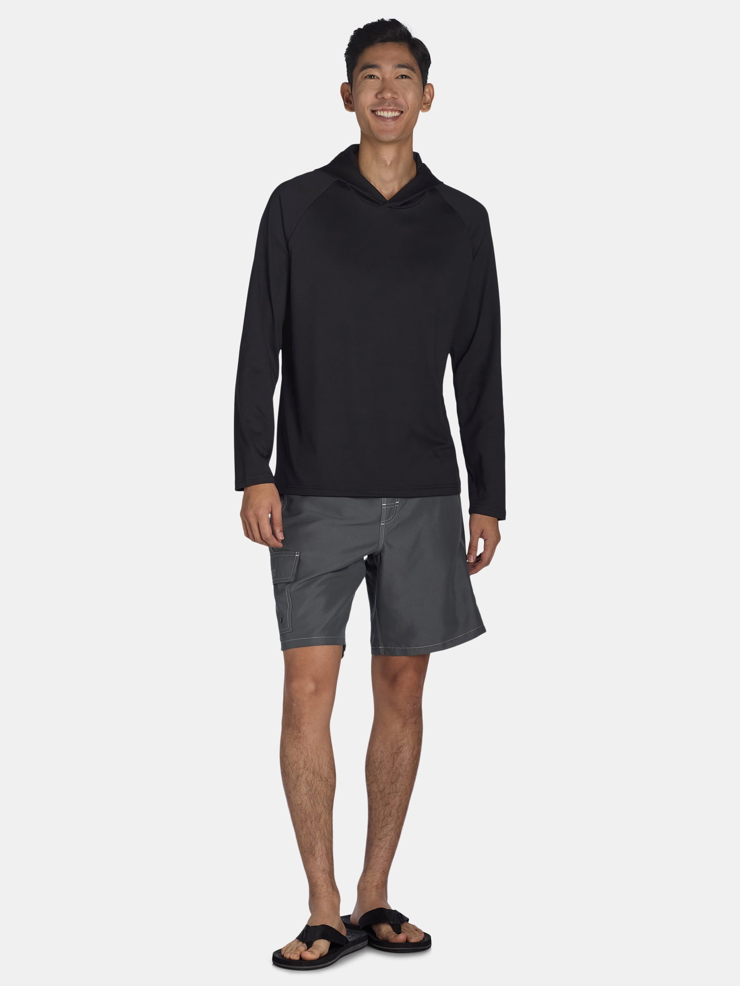 George Men's Hooded Sun Shirt UPF 50+ Long Sleeve Performance Tee (Black, S) c06el