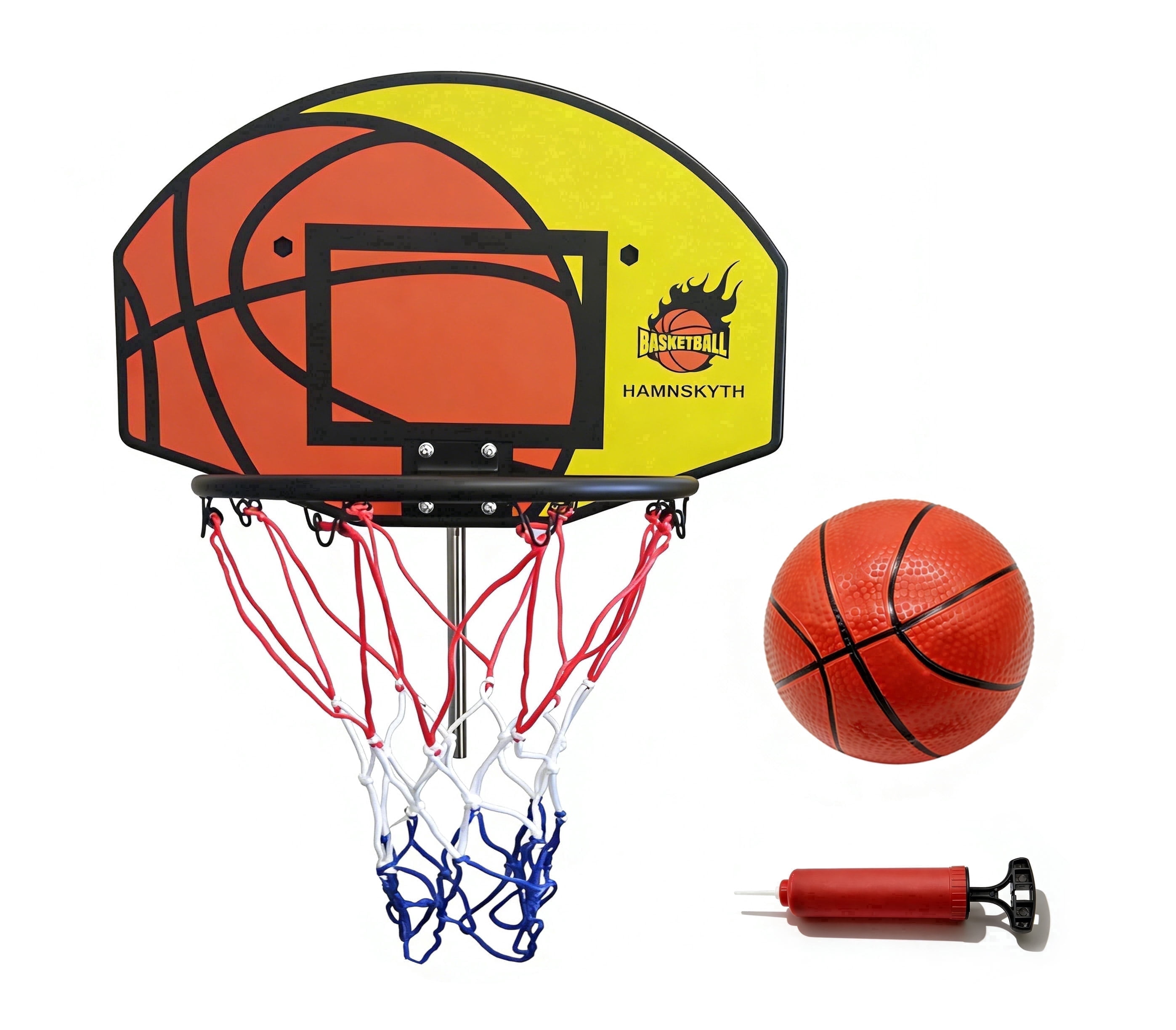 Hamnskyth Trampoline Basketball Hoop Attachment with Adjustable Base (Yellow, 1 Set) osh0l