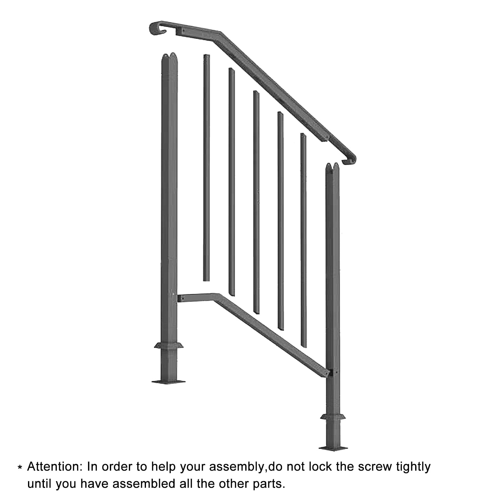 Ktaxon Outdoor Wrought Iron Handrail for 1-3 Steps (Black, 1-3 Step) ygbhc