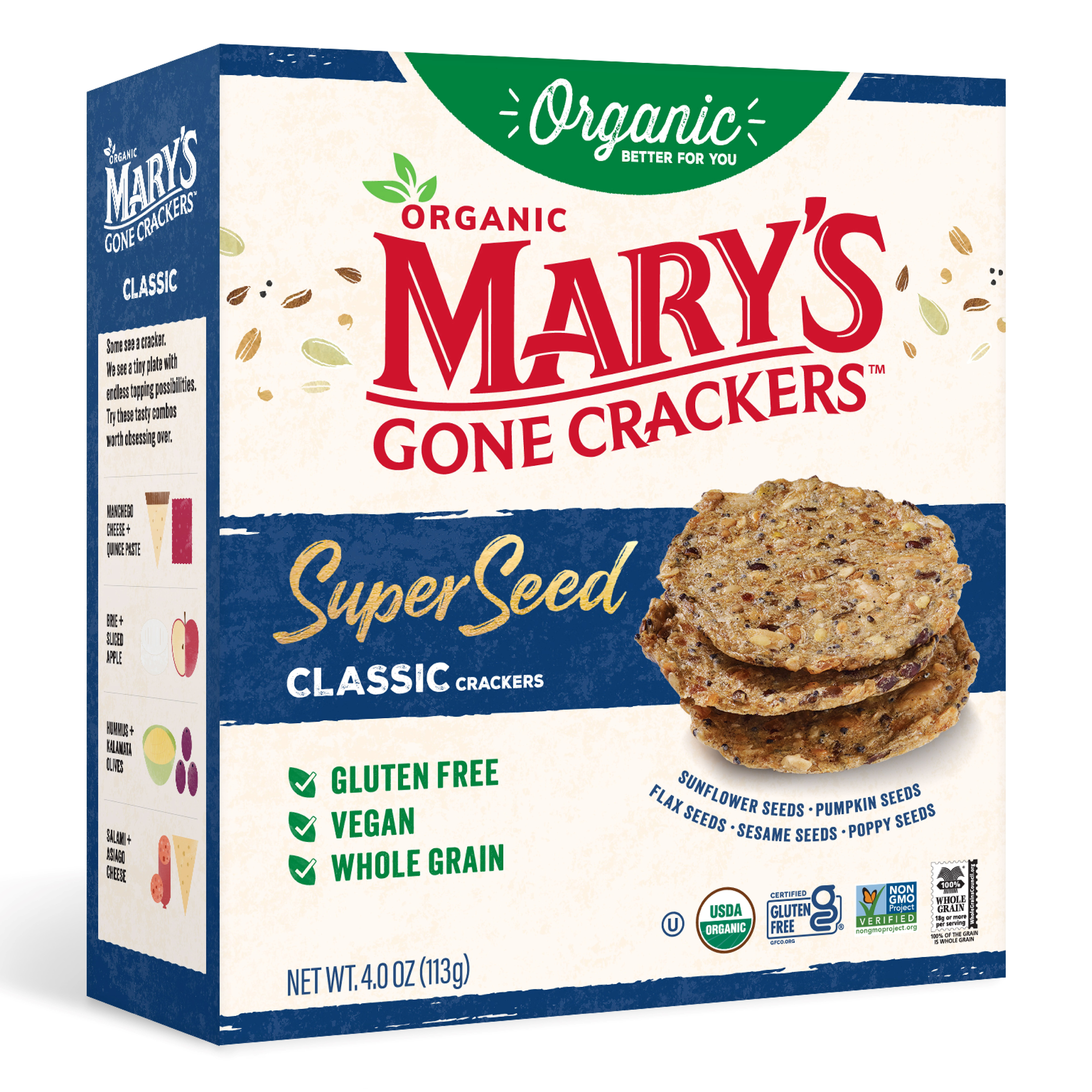 Mary's Gone Crackers Super Seed Organic Gluten Free Classic Crackers (4 oz) 50mca