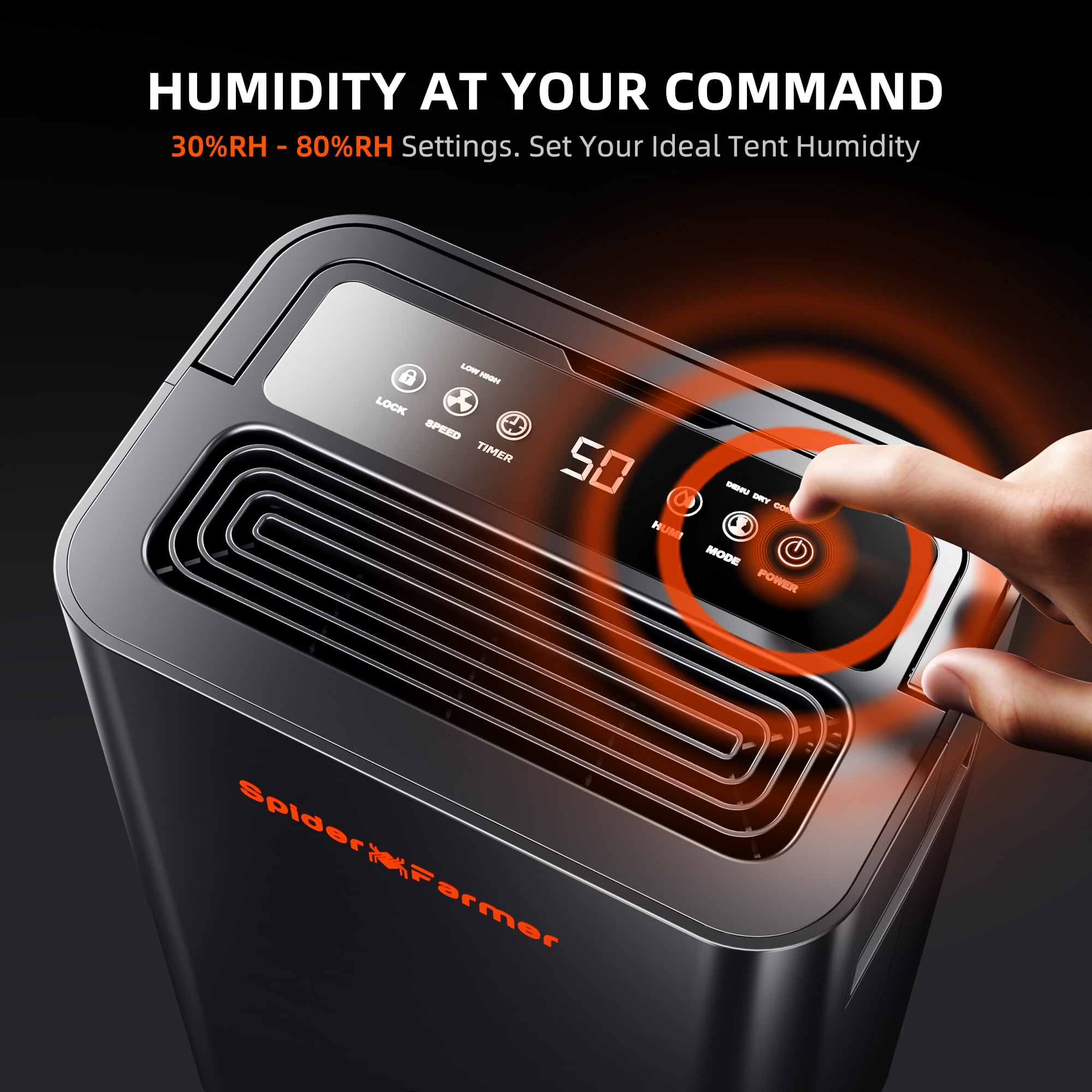 Spider Farmer 32 Pint Dehumidifier with Continuous Drain Hose for Grow Tents and Indoor Gardens (Black, 32 Pint) b0huz