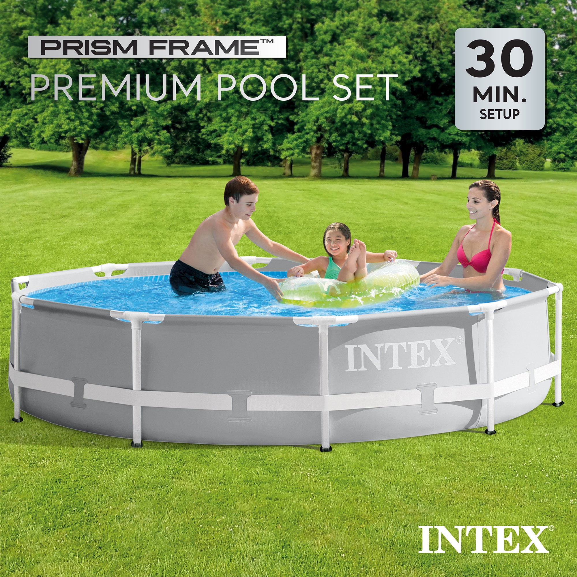Intex Prism Frame Above Ground Swimming Pool Set (Gray, 10 ft x 30 in) lhfv0