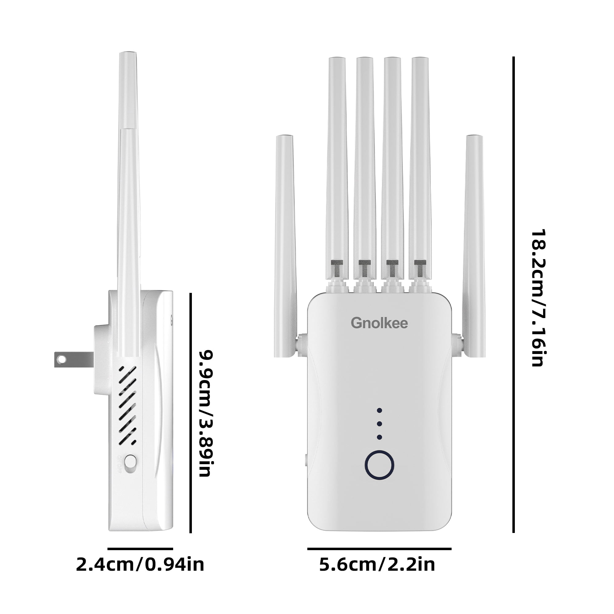Gonlkee AC1800 WiFi Range Extender Signal Booster, Dual-Band Wireless Internet Repeater with Ethernet Port (White) ruefm
