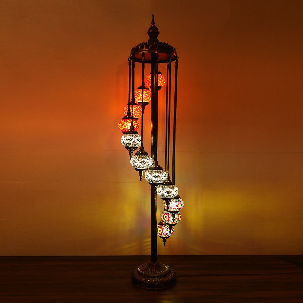 Jarri Lights Turkish Mosaic Floor Lamp (11 Large Globes, 65 in Height) Moroccan Decorative Lighting 7g62c