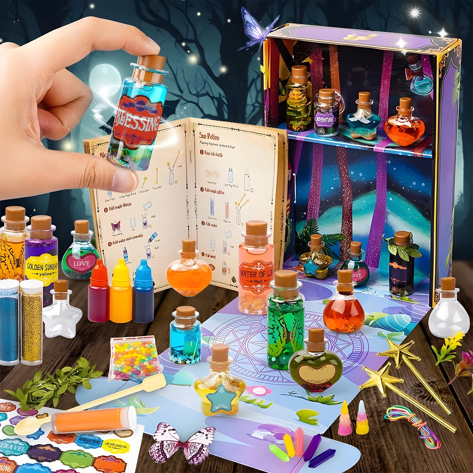 KiddiTouch Fairy Potion Making Kit for Kids, DIY Creative Craft Activity Set (Multicolor, 22-Piece Set) 5ncuw