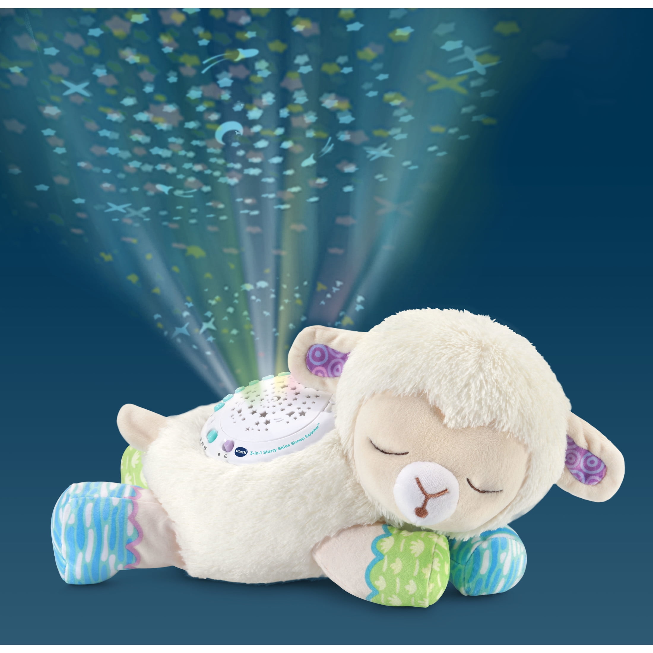 VTech Baby 3-in-1 Starry Skies Sheep Soother Plush Toy (White/Blue) 9zp3l