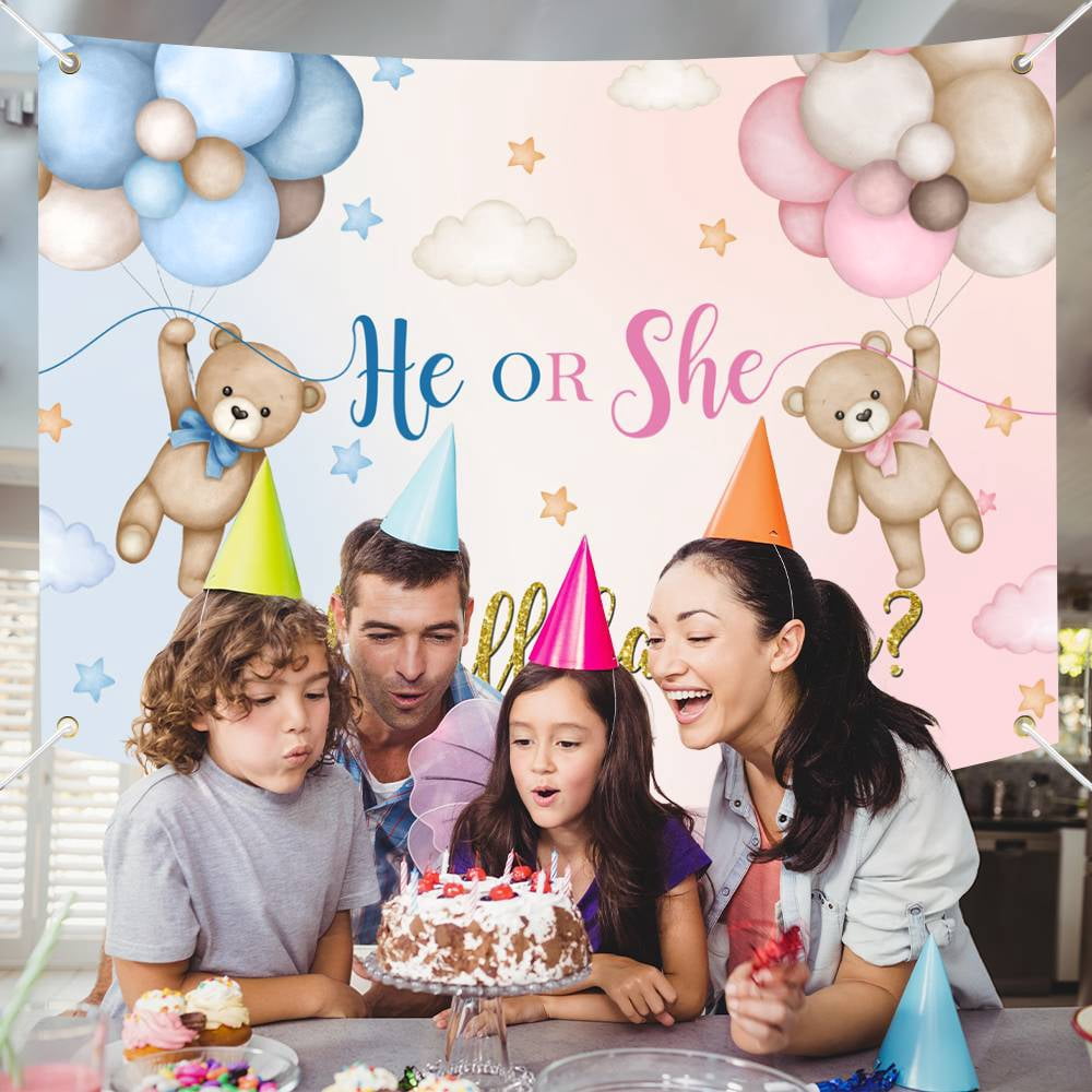 HOBANER Gender Reveal Backdrop Baby Shower Decoration (Pink and Blue, 7 ft x 5 ft) pgwcx