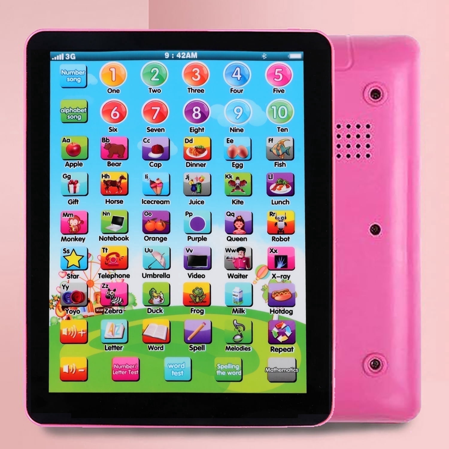 BFVV Kids Educational Learning Tablet Interactive Electronic Toy for Toddlers (Pink, 9.5 in x 7.5 in) j4cnu
