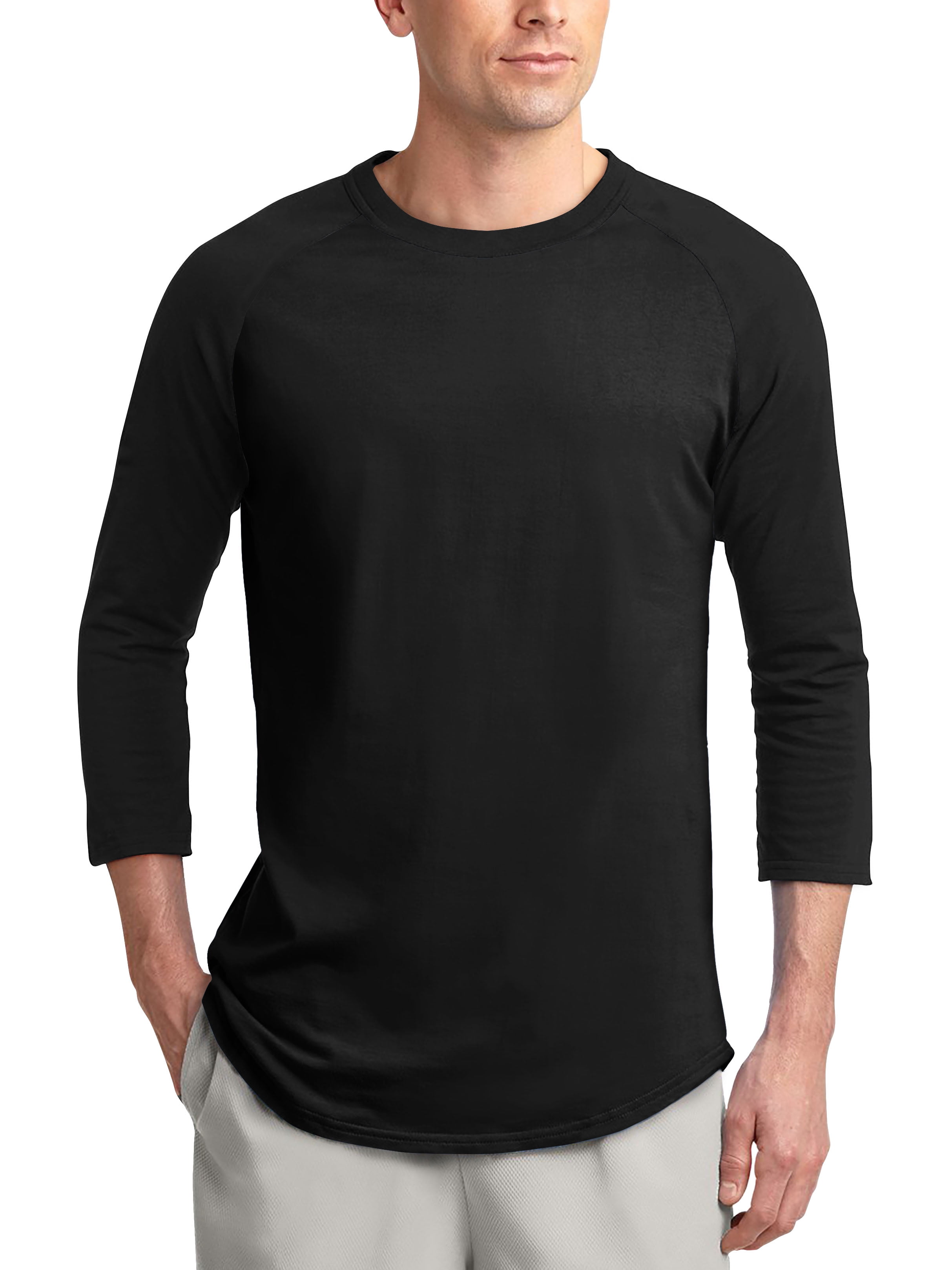 Ma Croix Mens Baseball Raglan 3/4 Sleeve Jersey Athletic Sportswear T-Shirt (Black, Large) xqqfn