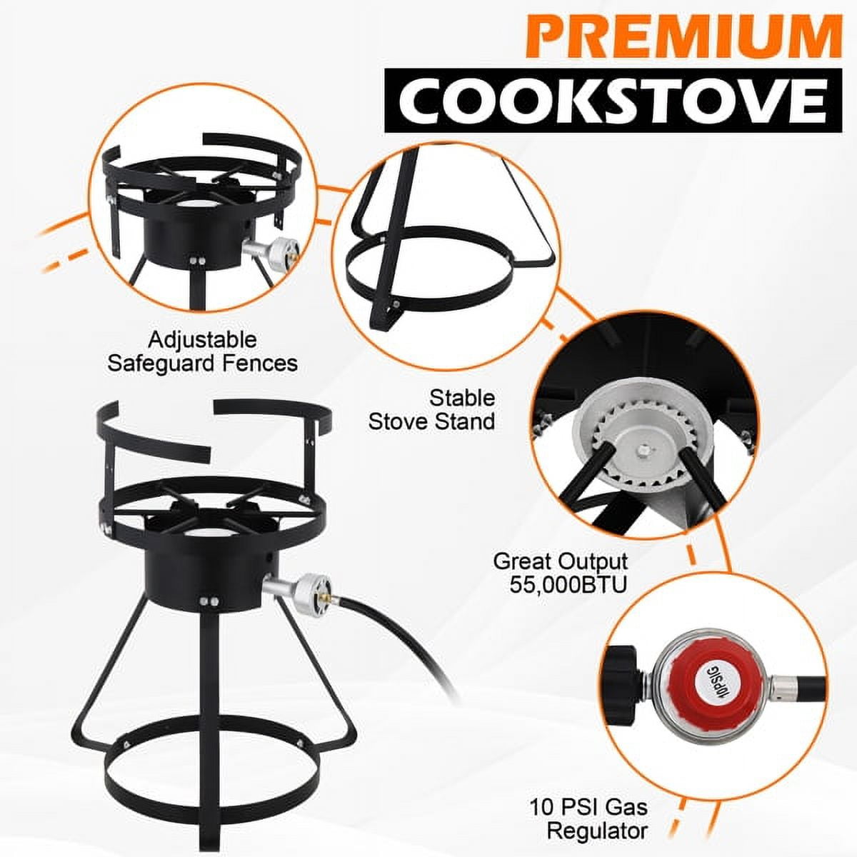 Immere 32 QT Aluminum Turkey Fryer Pot and Campfire Tripod Stand (Black, 32 QT) 763o6