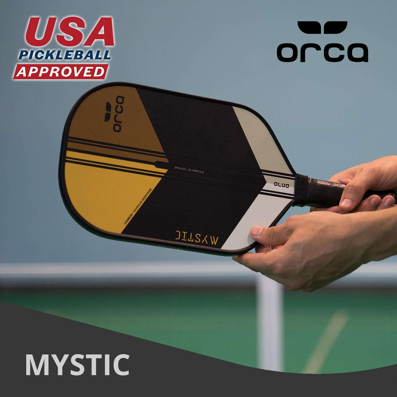 ORCA Mystic Tournament Series Carbon Fiber Pickleball Paddle (Yellow, 7.3 oz) ws84e