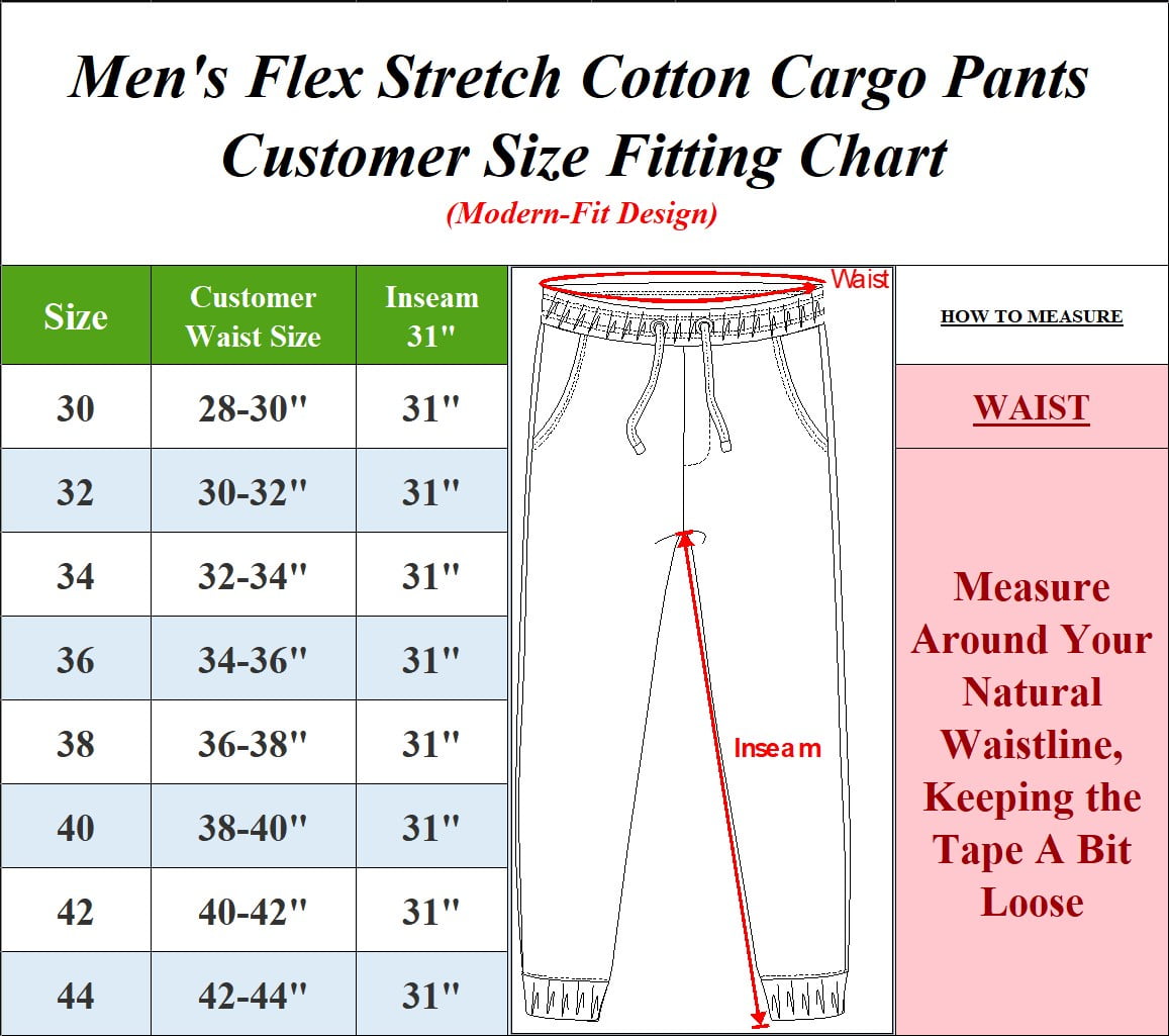 Galaxy by Harvic Men's Cotton Flex Stretch Classic Cargo Pants (Khaki, 32x30) otr0d