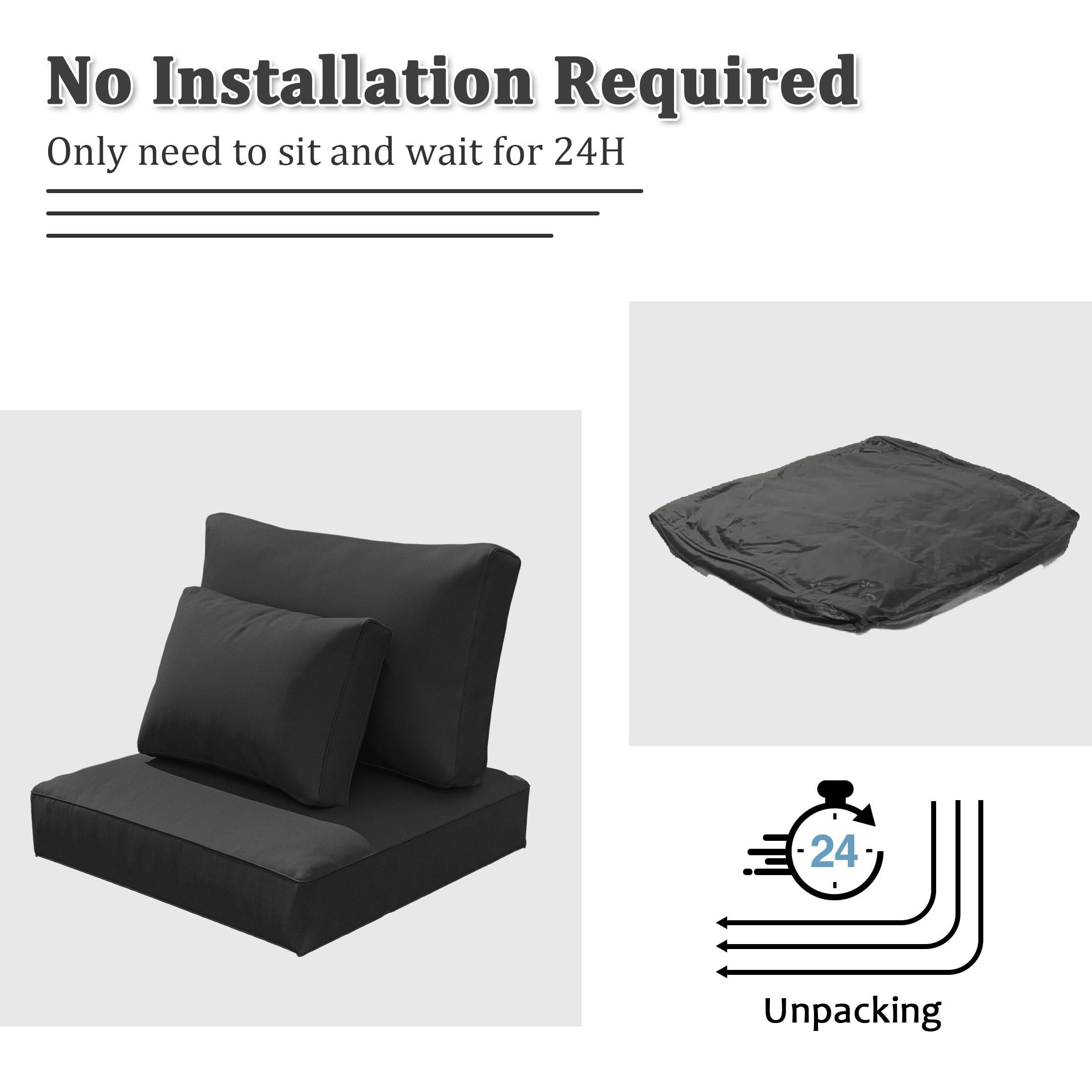 Pakunoda 8-Piece Outdoor Sectional Replacement Cushions, Waterproof High-Density Foam Patio Furniture Set (Black, 4 in Thick) oni4e