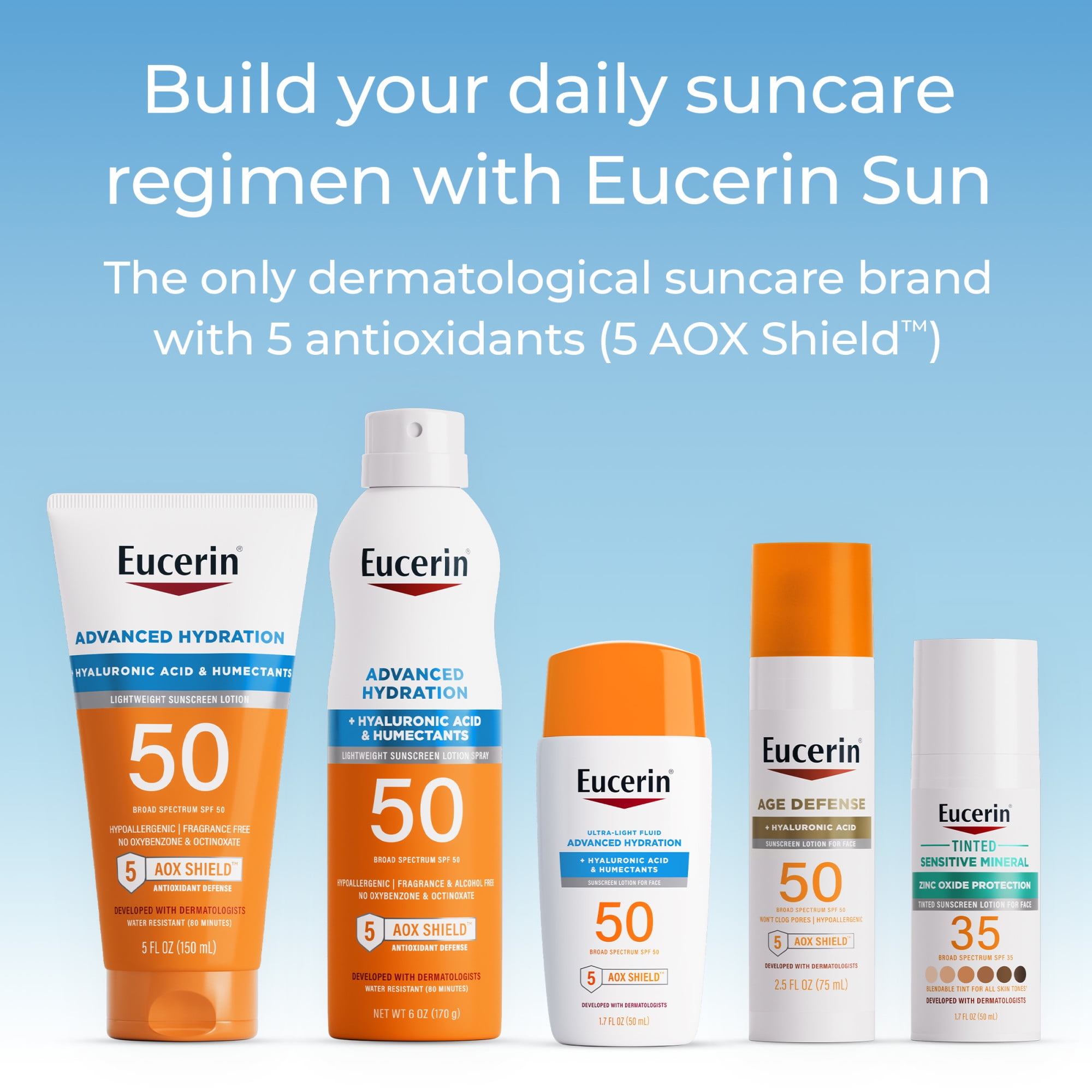 Eucerin Sun Age Defense Face Sunscreen Lotion, SPF 50, Hyaluronic Acid, Lightweight & Non-Comedogenic (2.5 fl oz) gqfnb