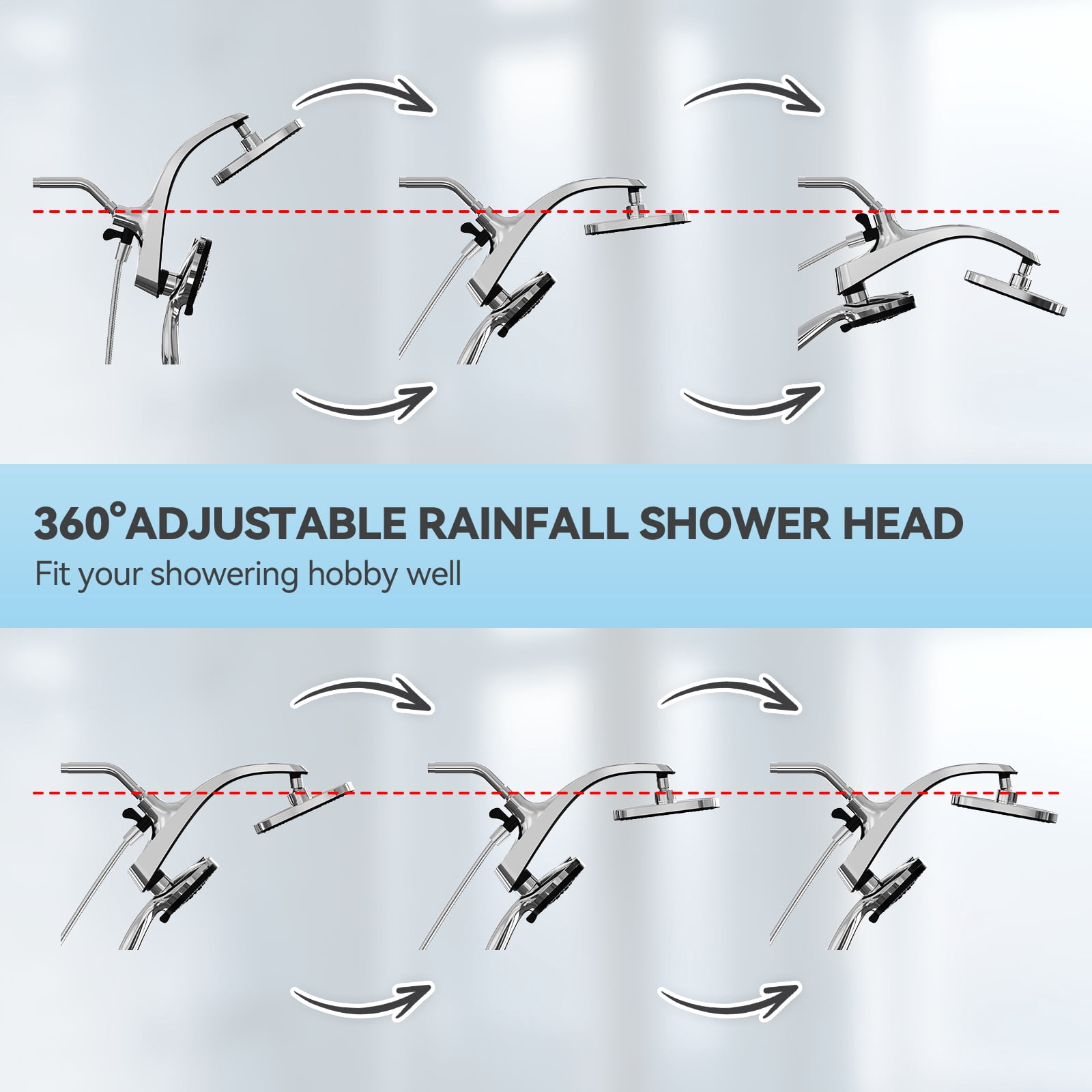 INAVAMZ 12 Inch High Pressure Rain Shower Head and 9-Spray Handheld Combo with Magnetic Docking (Matte Black, 60 in Hose) 0ys75
