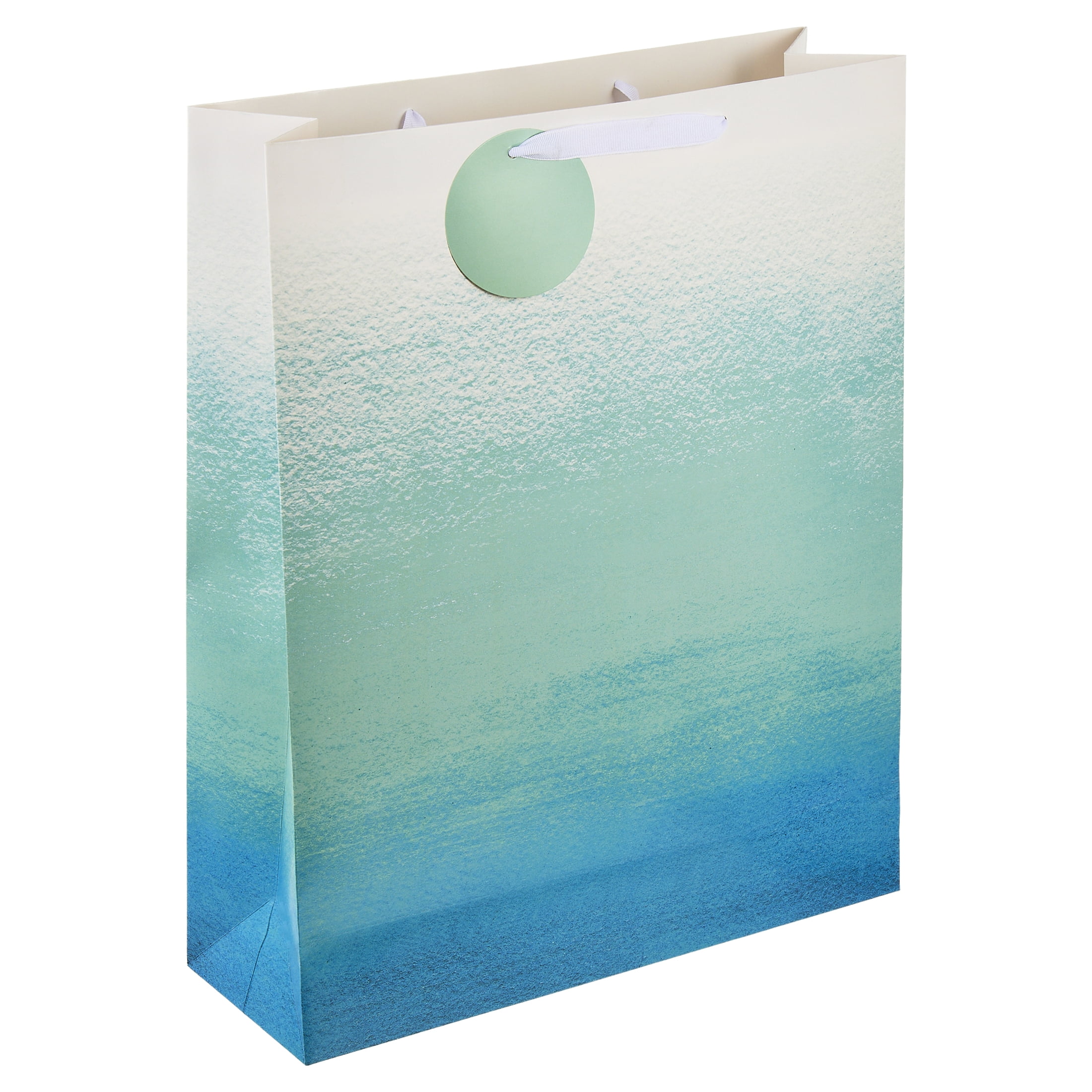 Way To Celebrate Jumbo Paper Gift Bag, Ombre Design with Ribbon Handles (Blue and White, 14.5 in x 5 in x 18 in) us7vd