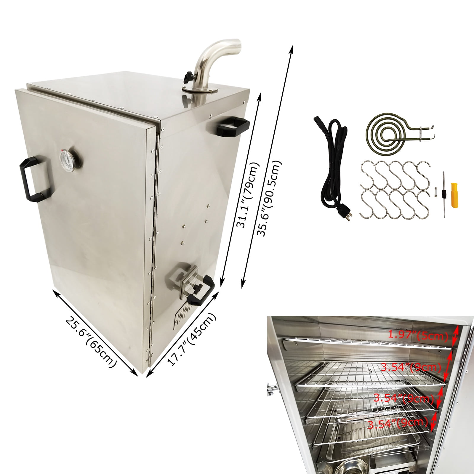 Preasion Commercial Vertical Digital Electric BBQ Meat Smoker for Beef and Sausage (Silver, 5 Racks) c2y4f