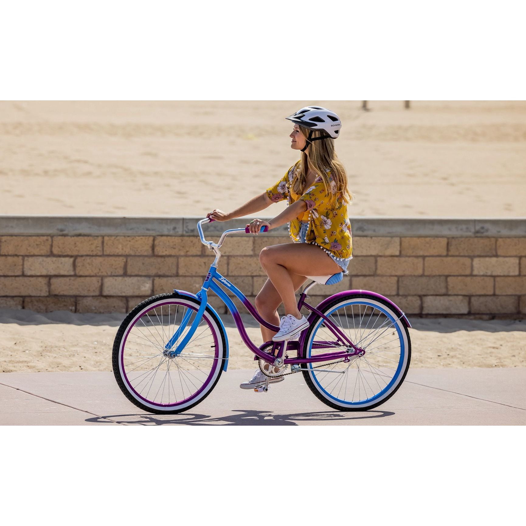 Kulana Lakona Shore Beach Cruiser Bike, Single Speed, Retro Steel Frame (Blue and Purple, 26 in) e3vnr