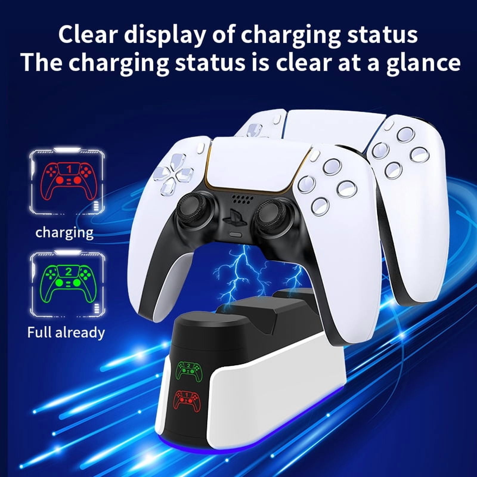 UHM PlayStation 5 DualSense Controller Charging Station (Fast Dual Dock with LED Indicator, White) zbbb7