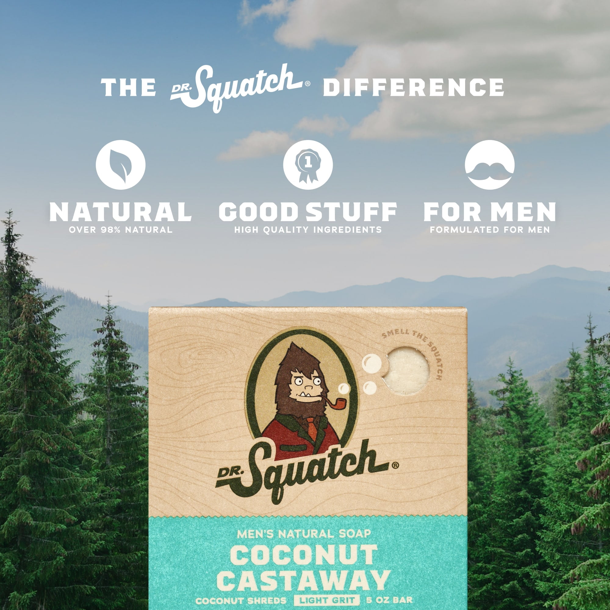 Dr. Squatch Men's Natural Bar Soap, Coconut Castaway Exfoliating Cleanser (5 oz) 04gyr