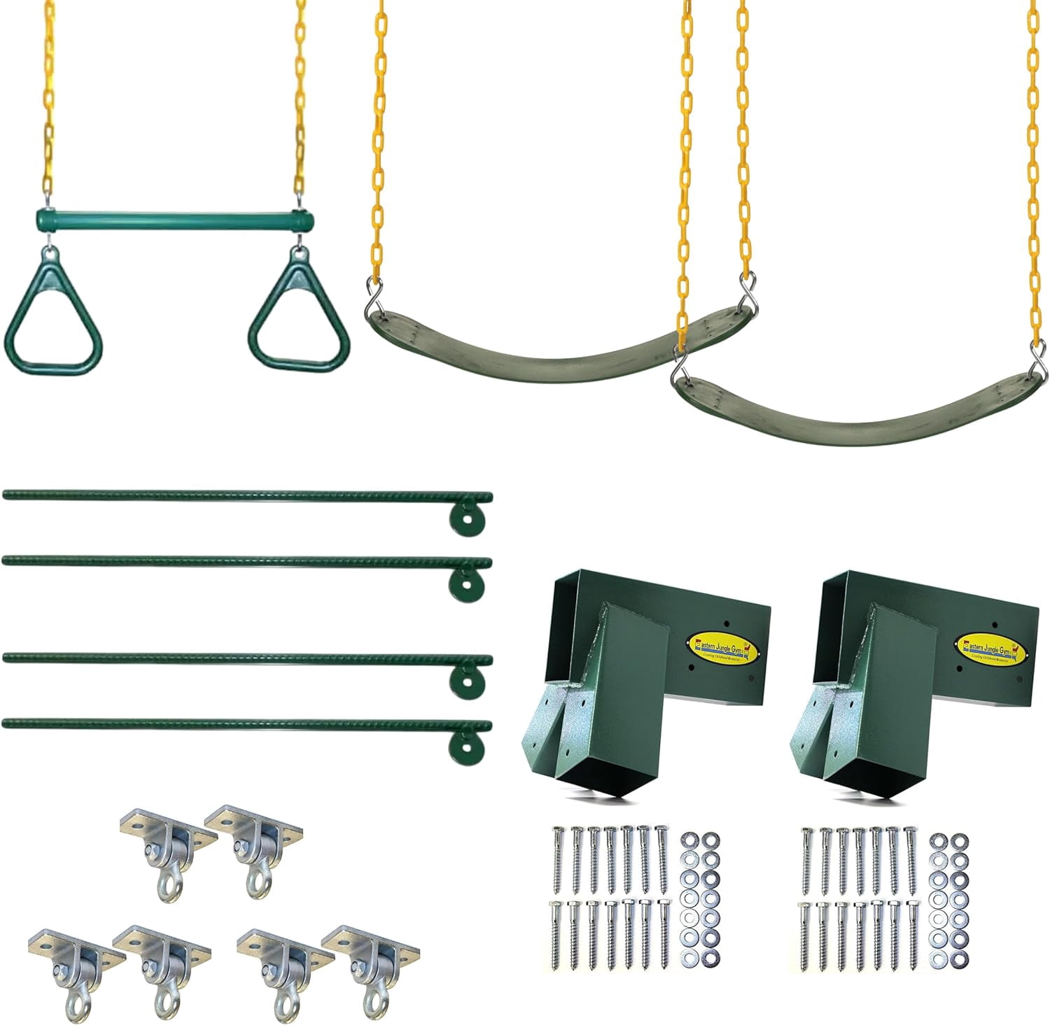 Eastern Jungle Gym Classic A-Frame Swing Set Hardware Kit (Green, 12 ft L x 8 ft D x 7.67 ft H) 237g3