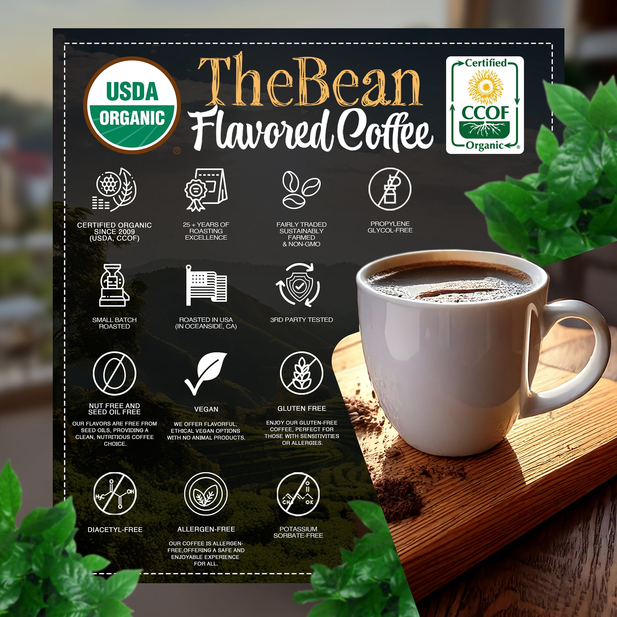 The Bean Organic Coffee Company Vanilla Bean Decaf Ground Coffee (Medium Roast, 5 lb) yo7w5 - Image 5