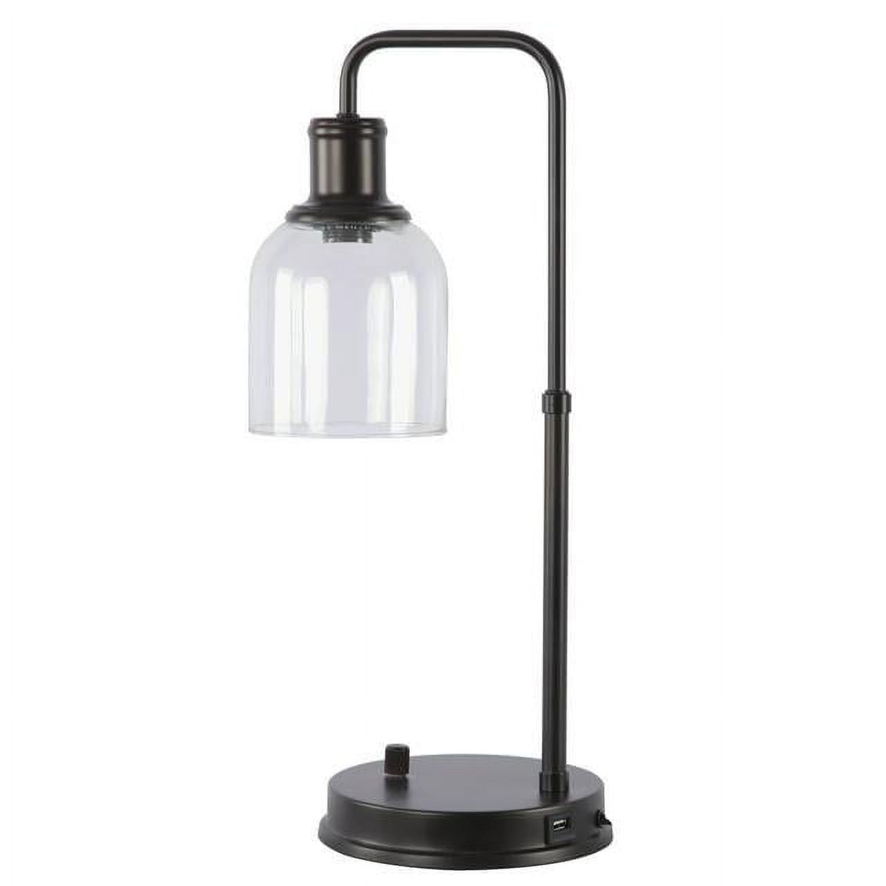Better Homes & Gardens Classic Metal Desk Lamp with Glass Shade and USB Port (Bronze, 20.5 in) wd8yi