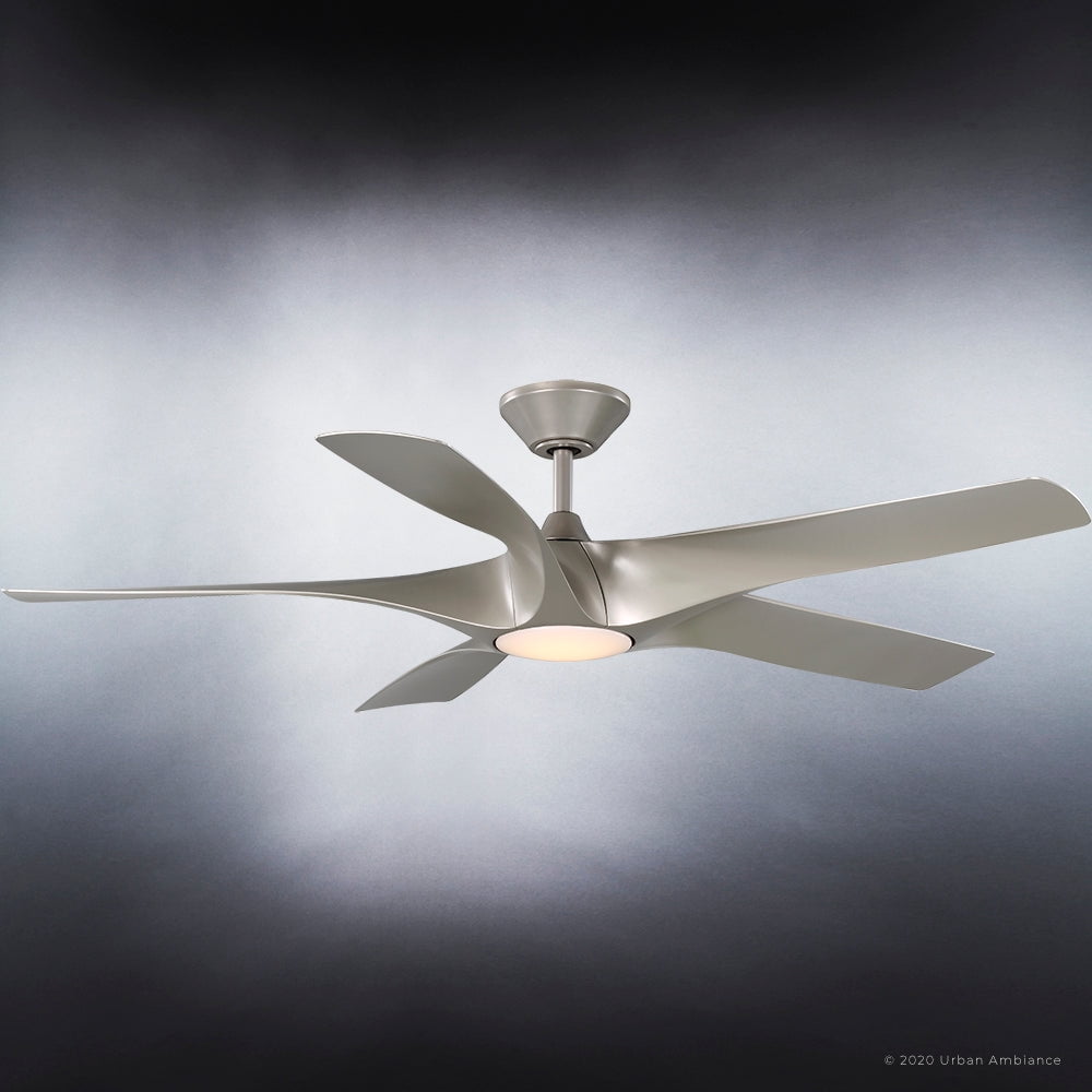 Urban Ambiance Transitional Ceiling Fan with Light Kit, Modern 5-Blade Design (Silver, 60 in) dz1c1