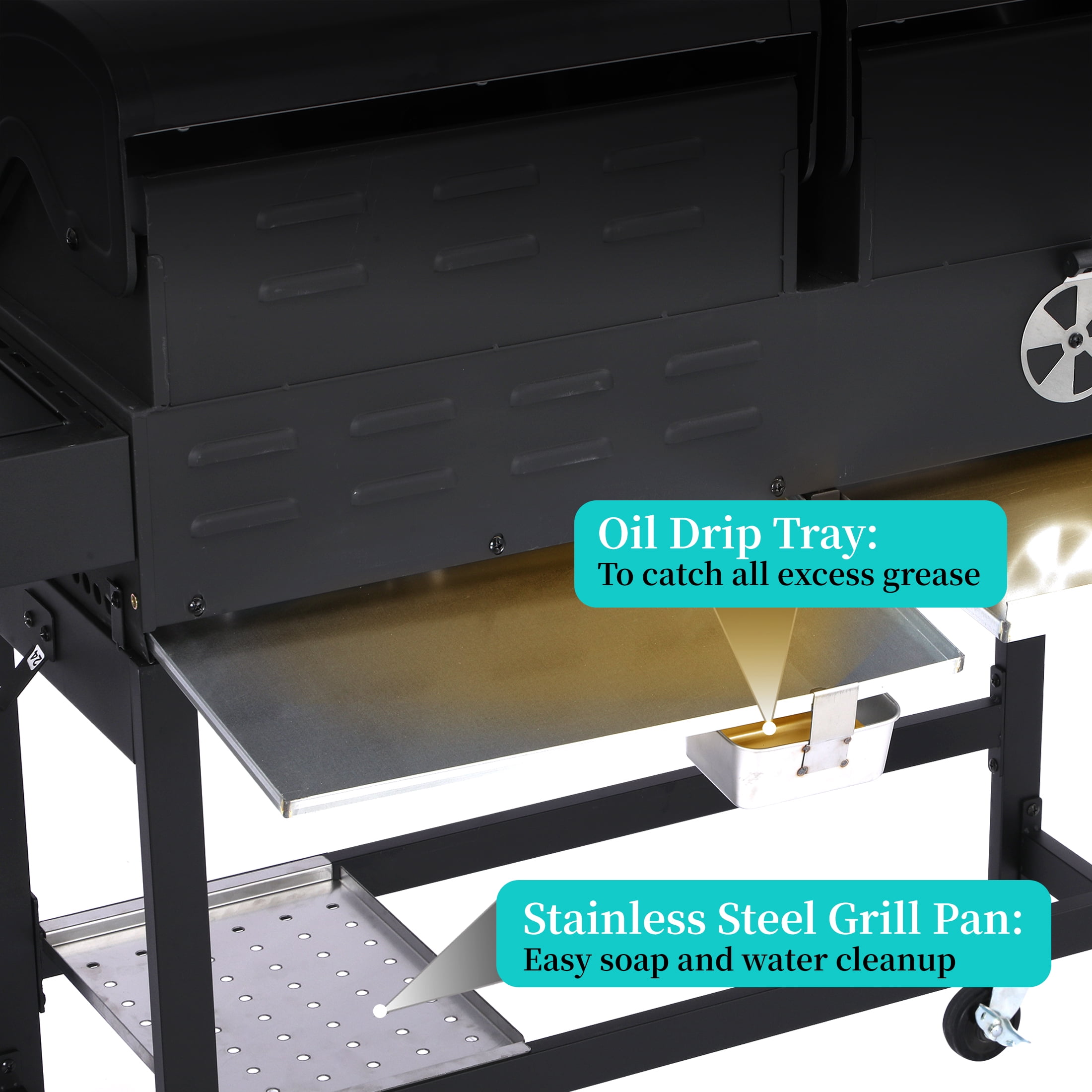 Garden It Dual Fuel Gas and Charcoal Combo Grill with Side Burner (Silver, 673 sq. in. Cooking Space) 1zav0