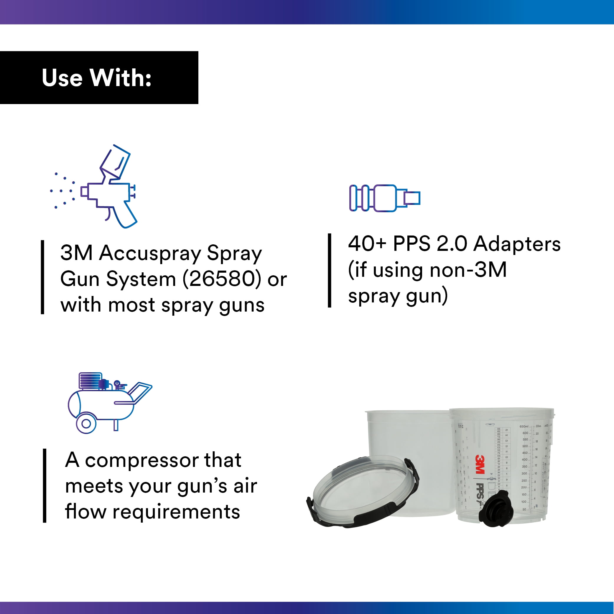 3M PPS Series 2.0 Spray Cup System Kit (22 fl oz, 200 Micron Filter) wnjmz