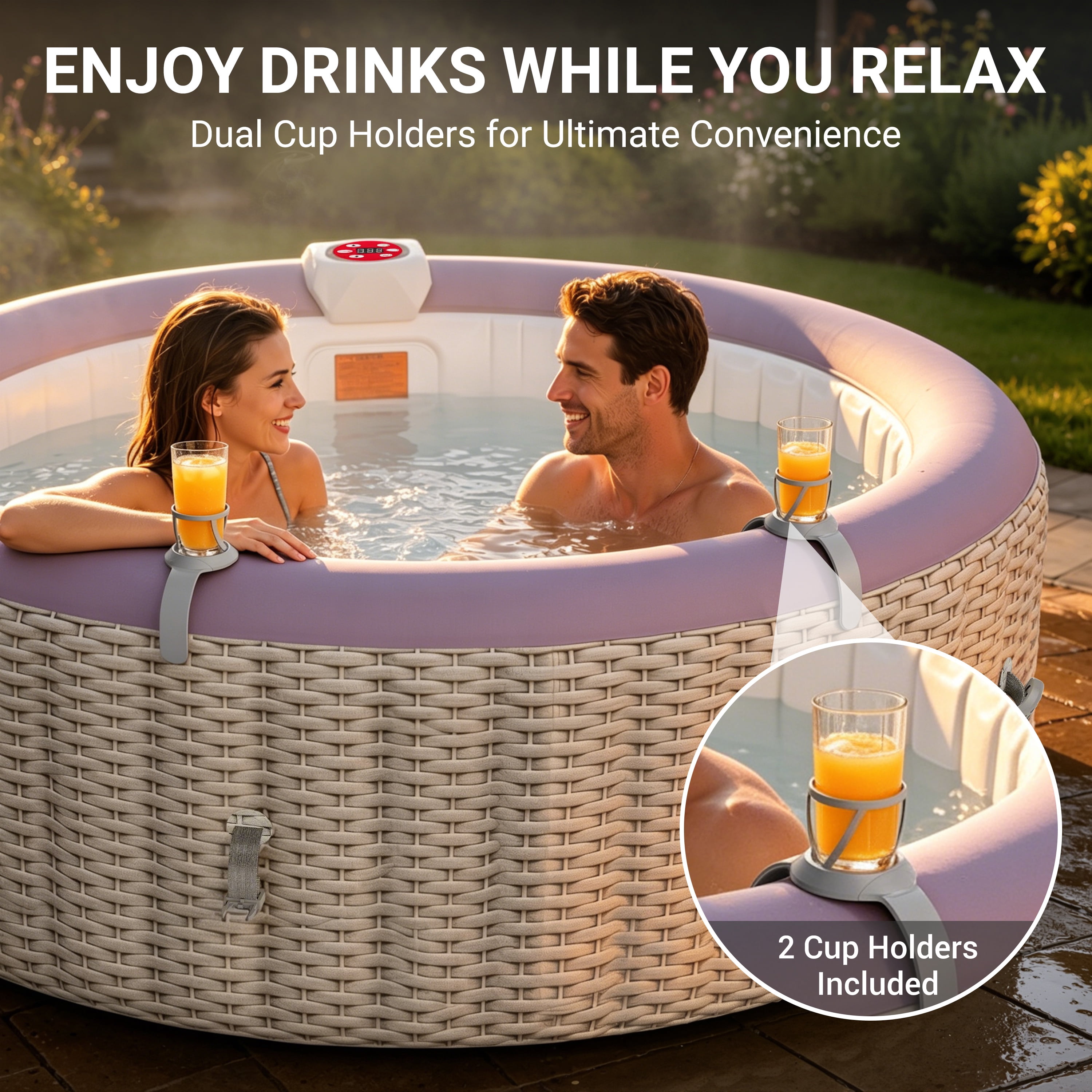 Segmart Inflatable Hot Tub Portable Outdoor Spa with 110 Bubble Jets and Heating System (2-4 Person, 221 gal) 8bsrw