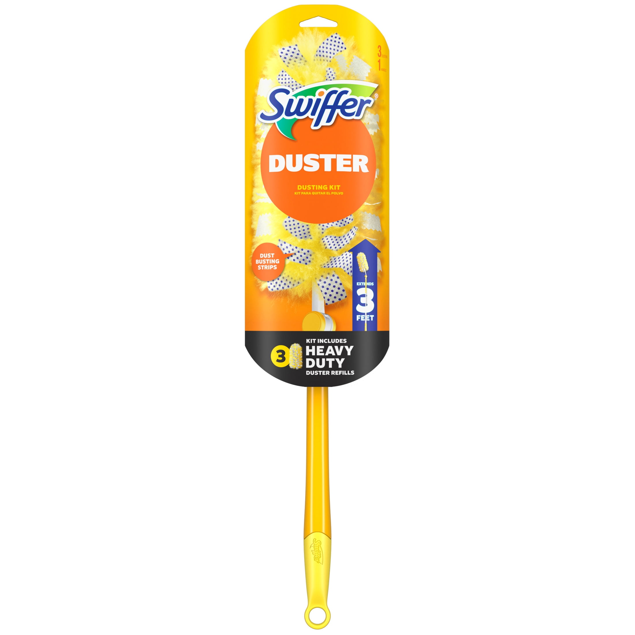 Swiffer Heavy Duty Extendable Duster Kit with Refills (Unscented, 3 ft Handle, 3 Count) pegya