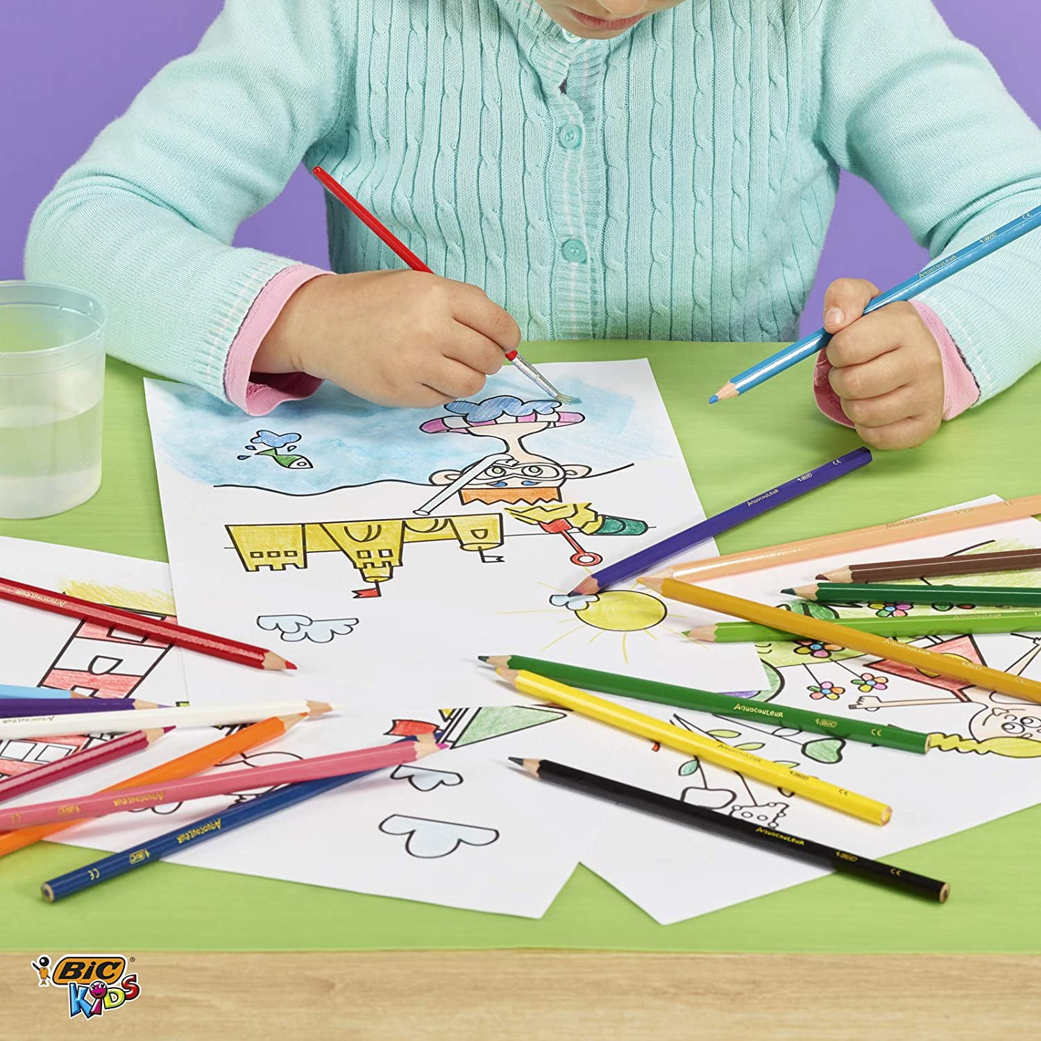 BIC Kids Aquacouleur Coloring Pencils (Assorted Colors, 24 Pack) epfhp