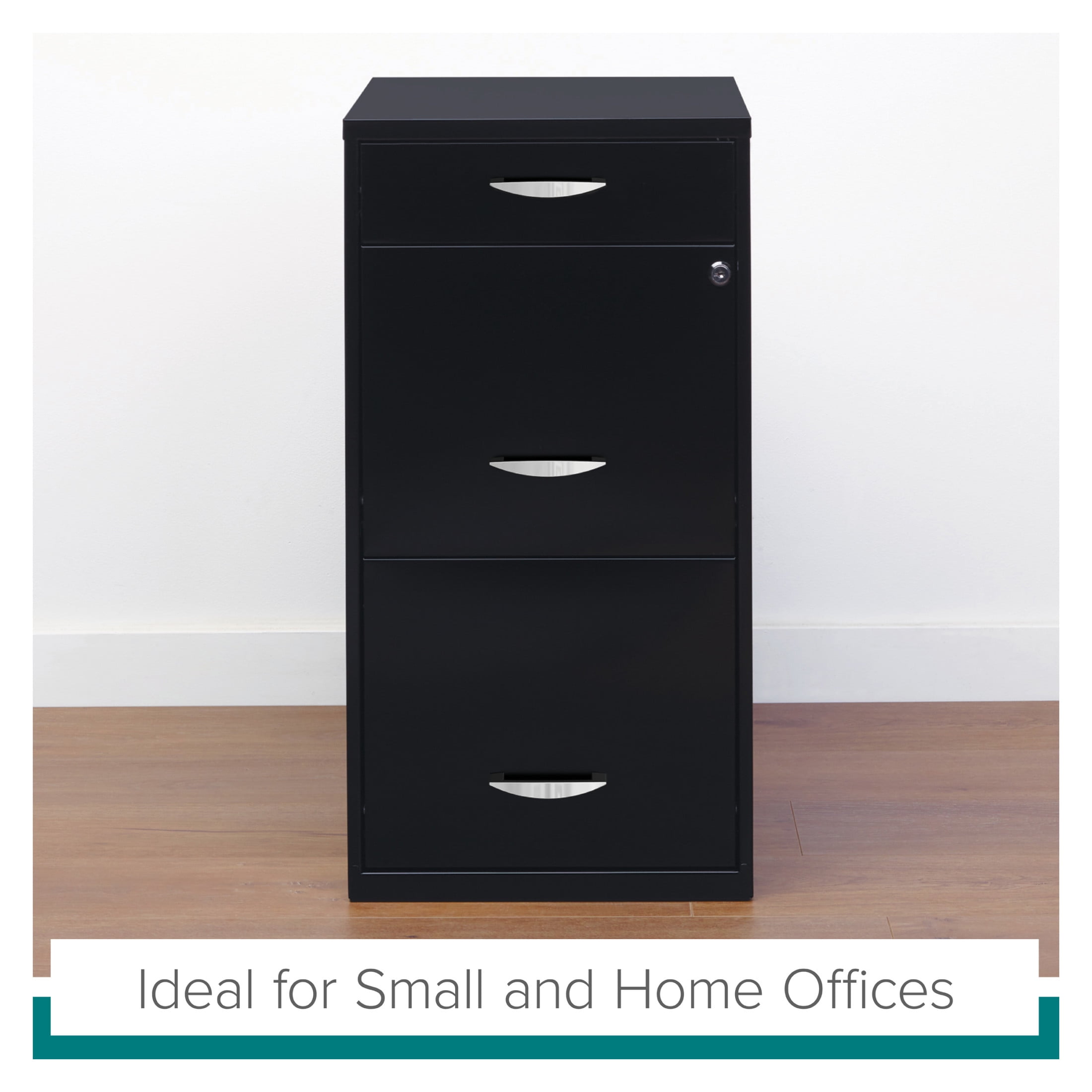 Space Solutions 3 Drawer Vertical File Cabinet with Pencil Drawer (Black, 18 in x 14 in x 27 in) 06h01