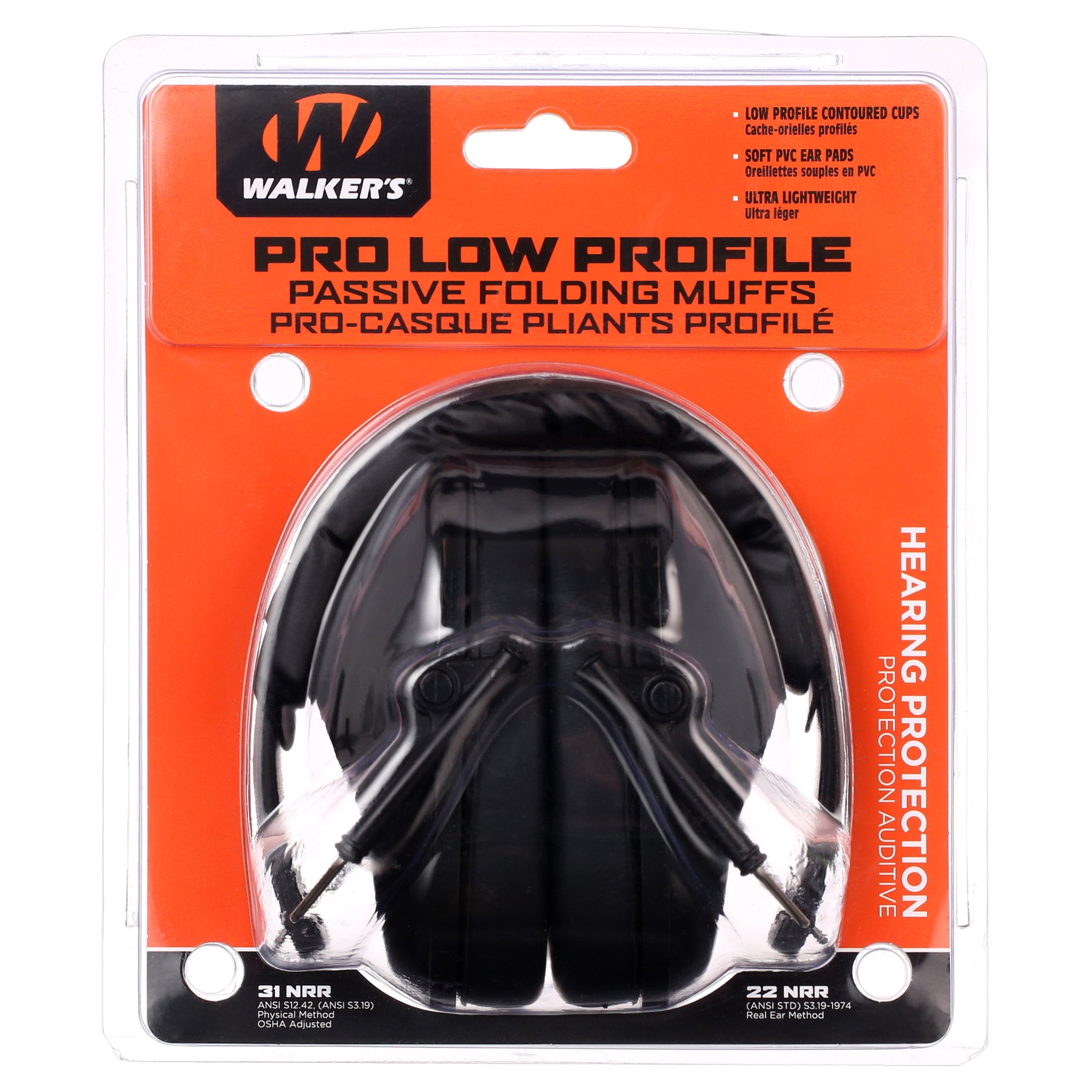 Walker's Passive Earmuffs Noise Reduction Hearing Protection (Black, One Size) ab2nj